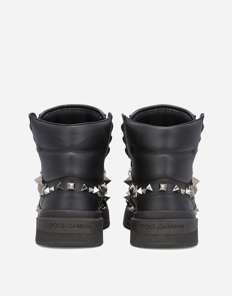 Calfskin nappa New Roma mid-top sneakers with studs - 3