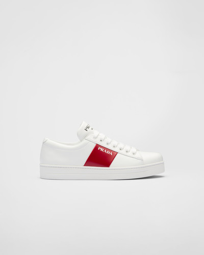 Prada Leather laced sneakers with logo outlook