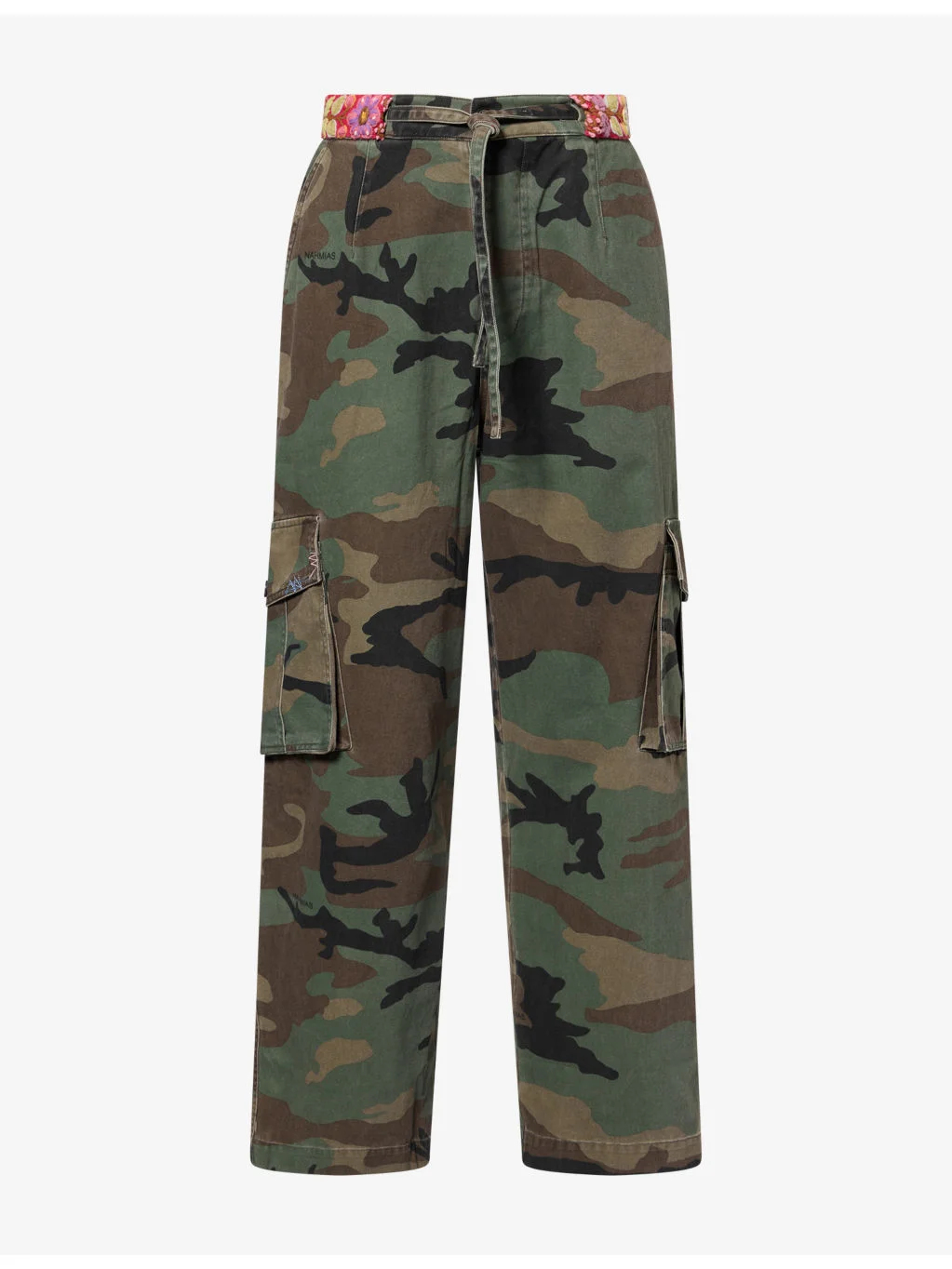 Embroidered Camo-Print Cotton Cargo Trousers - 1