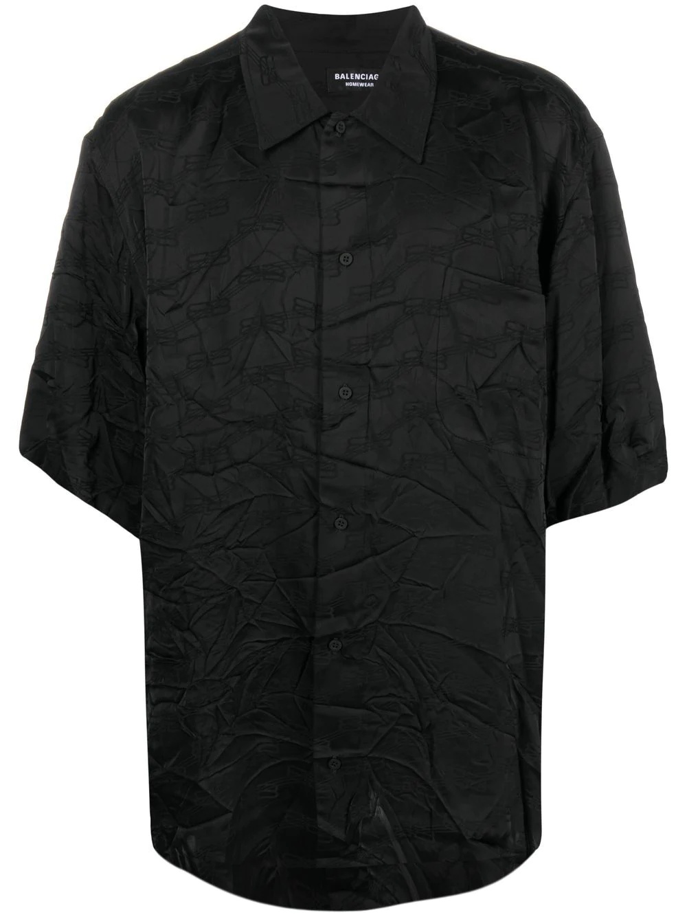 crease-effect jacquard short-sleeve shirt - 1