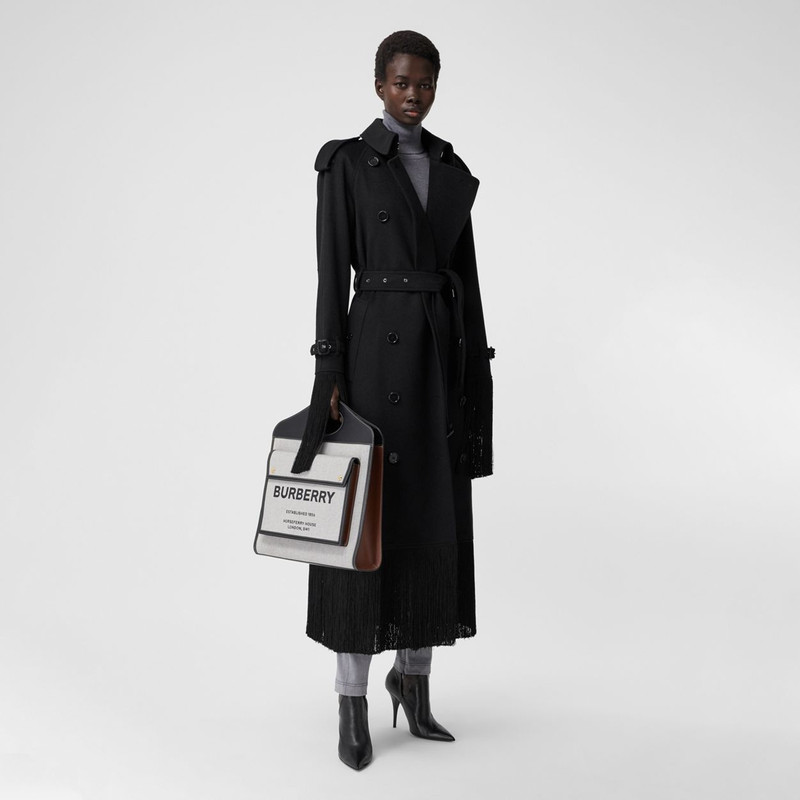 Medium Two-tone Canvas and Leather Pocket Bag 6