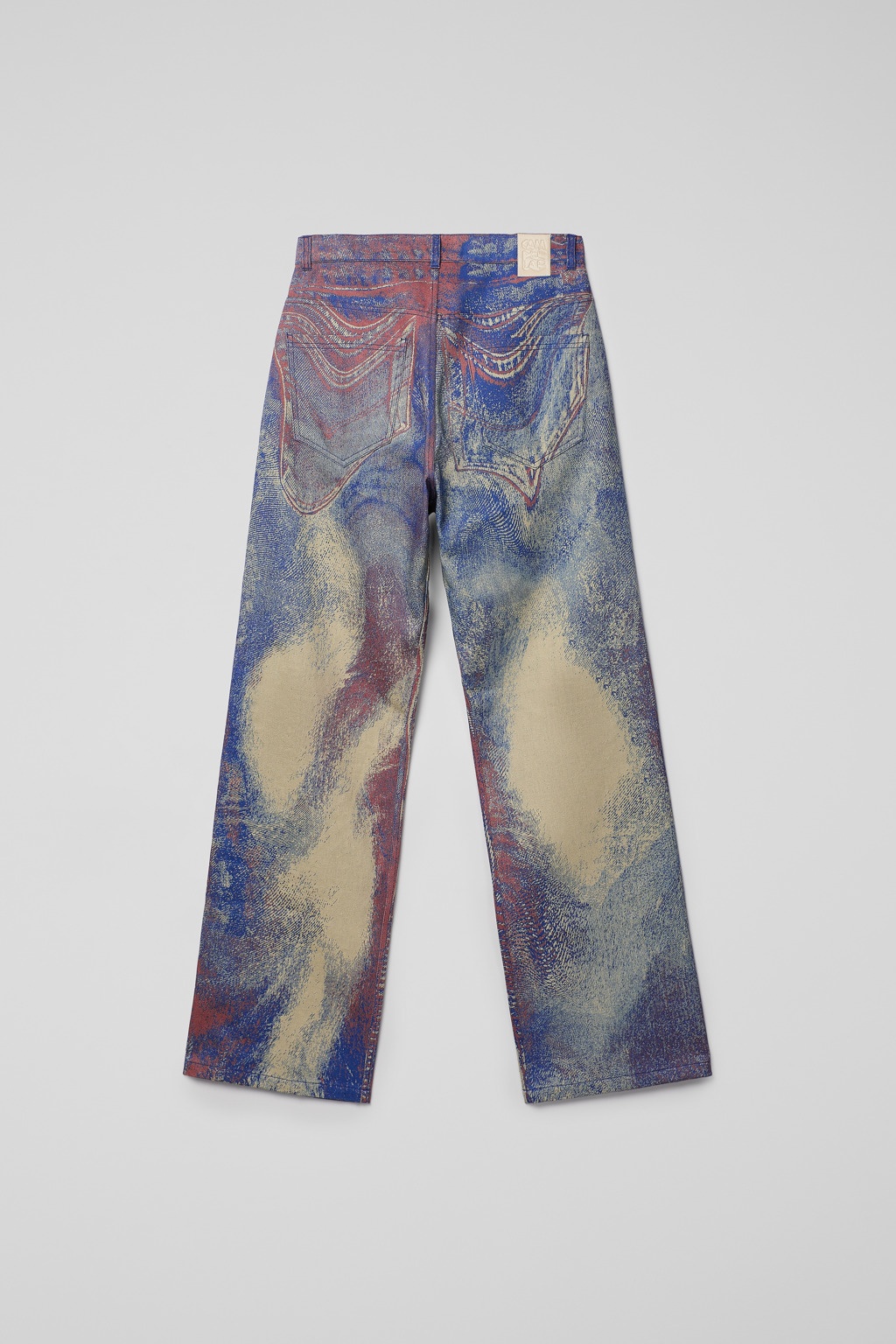 Blue-Beige-Red Denim Jeans - 3
