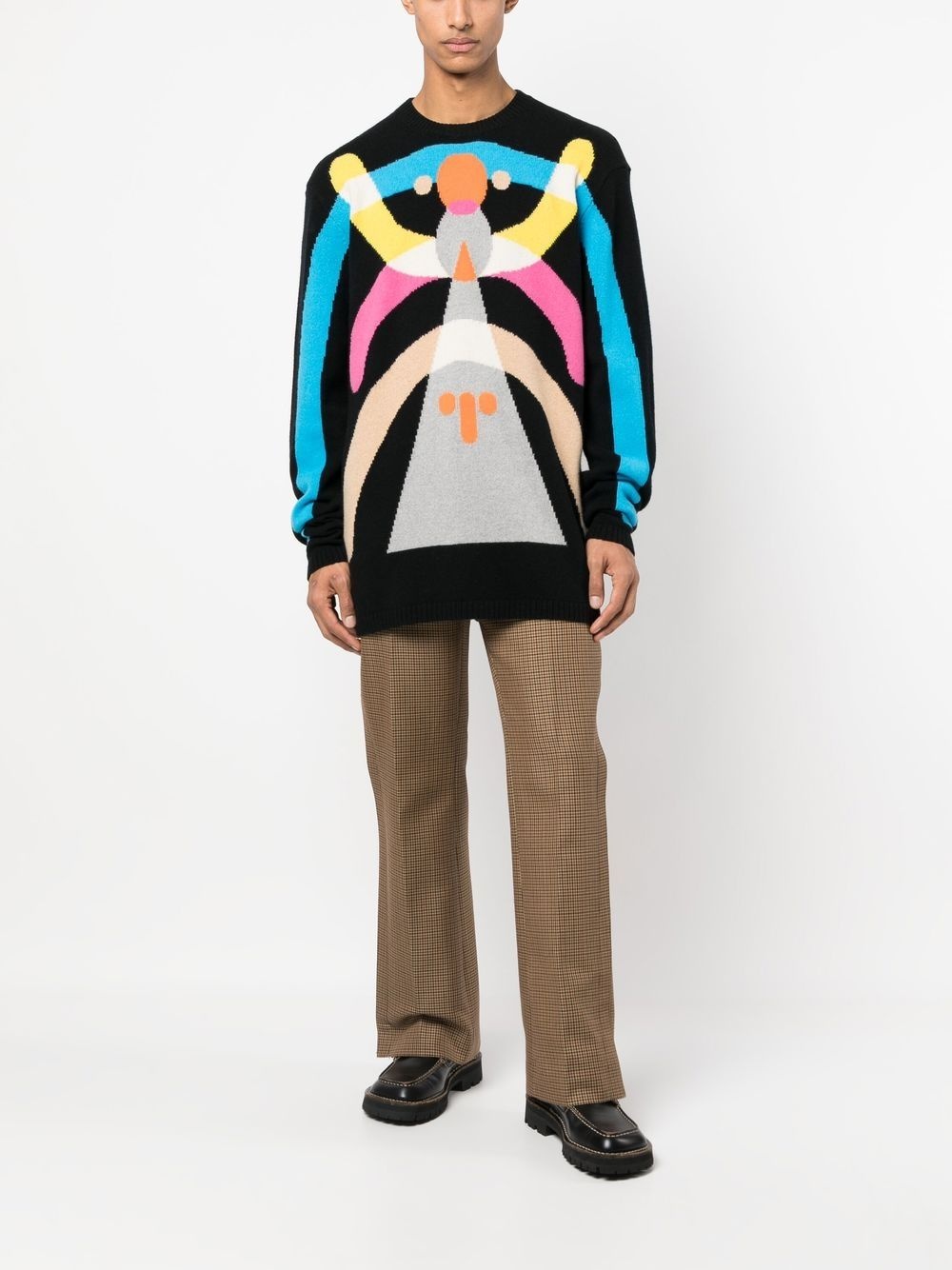 Hyper abstract-pattern detachable-collar jumper - 2
