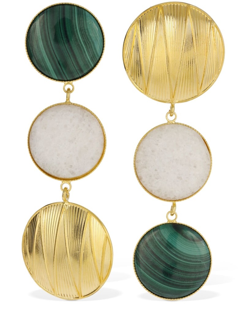 Sonia geometric double stone earrings - 1
