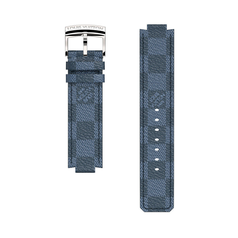 TAMBOUR DAMIER COBALT CANVAS STRAP 1