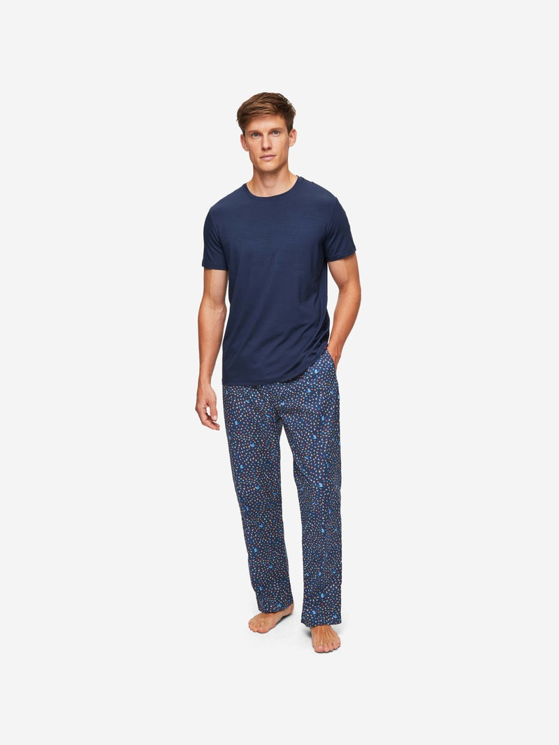 Derek Rose Men's Lounge Trousers Ledbury 58 Cotton Batiste Multi outlook