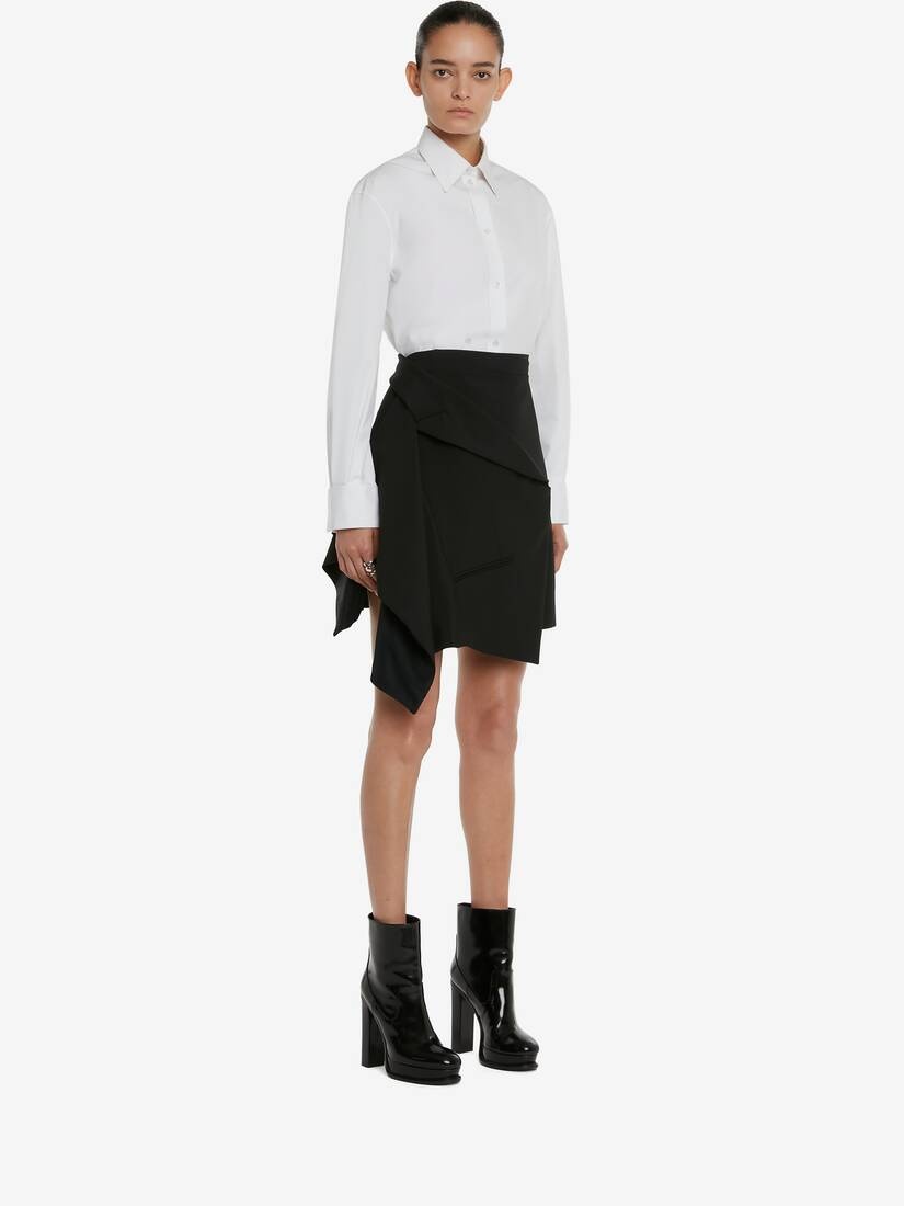 Women's Drape Tailored Mini Skirt in Black - 3