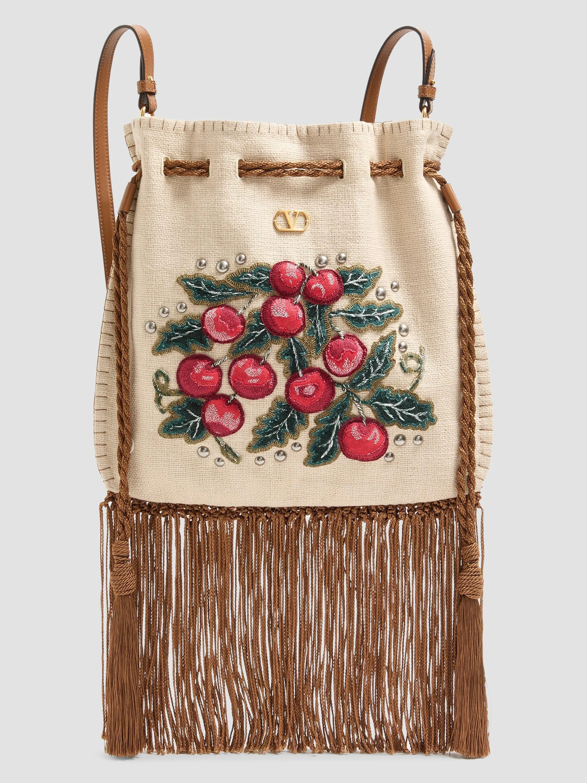 Women's Nellcote Alice Embroidered Crossbody Bag with Fringes - Natural Multicolor - 1