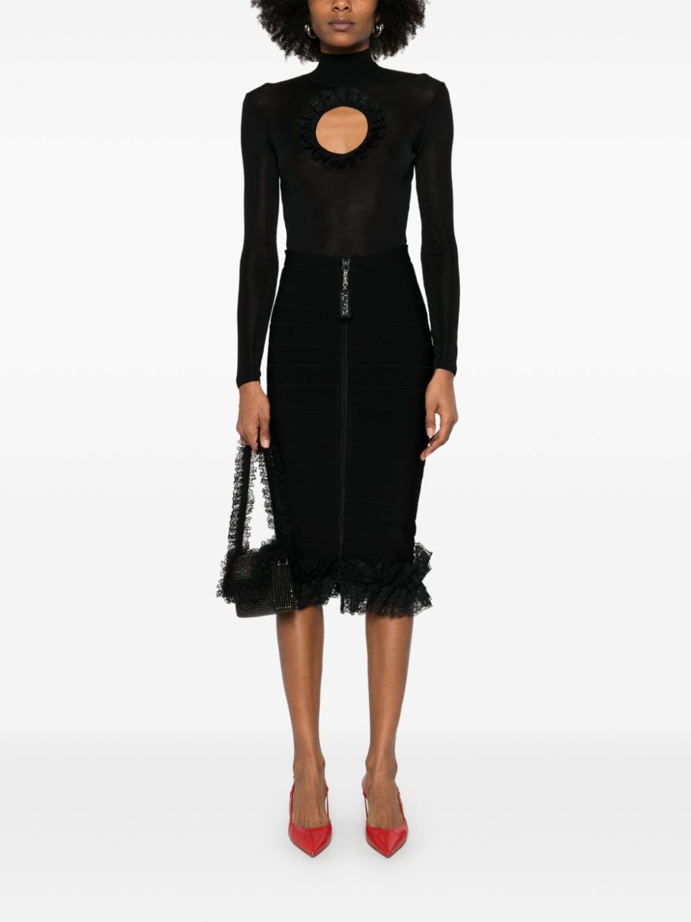 x Christopher Kane ruffle knit midi skirt - 2
