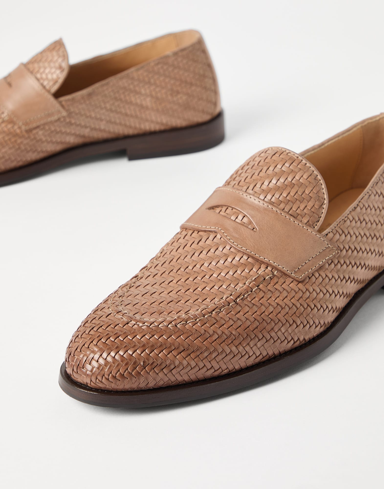 Braided calfskin penny loafers - 3