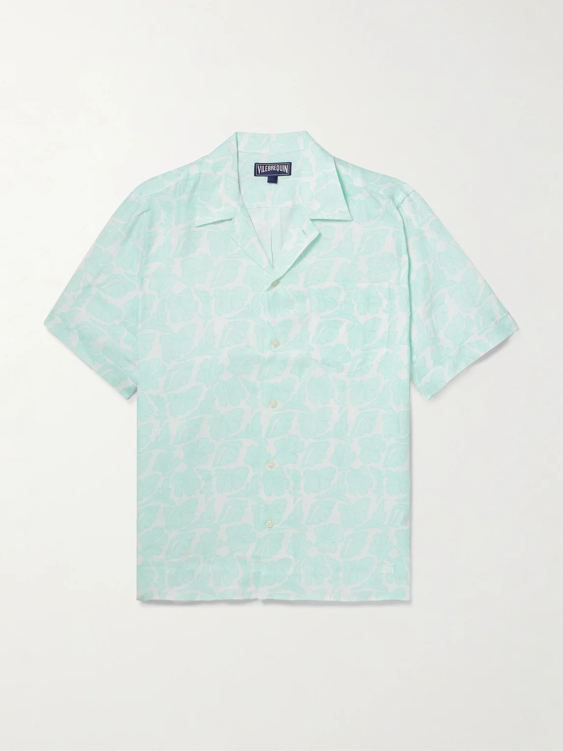 Charli Camp-Collar Floral-Print Linen Shirt - 1