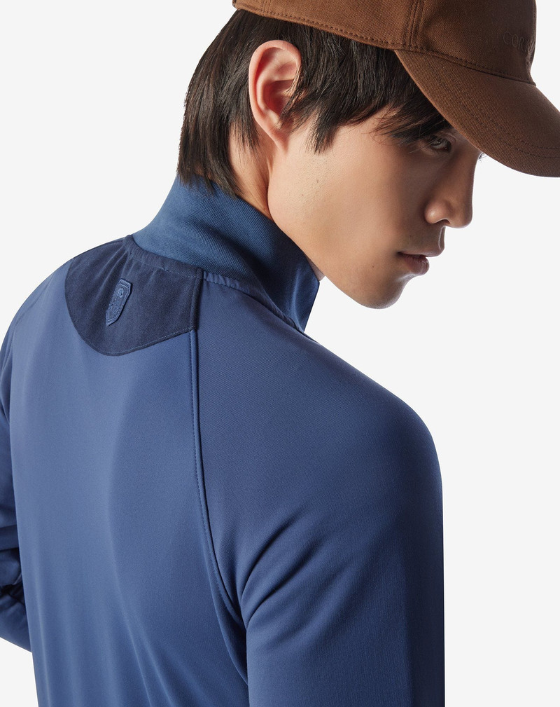 Denim blue stretch cotton and nylon sweatshirt 4