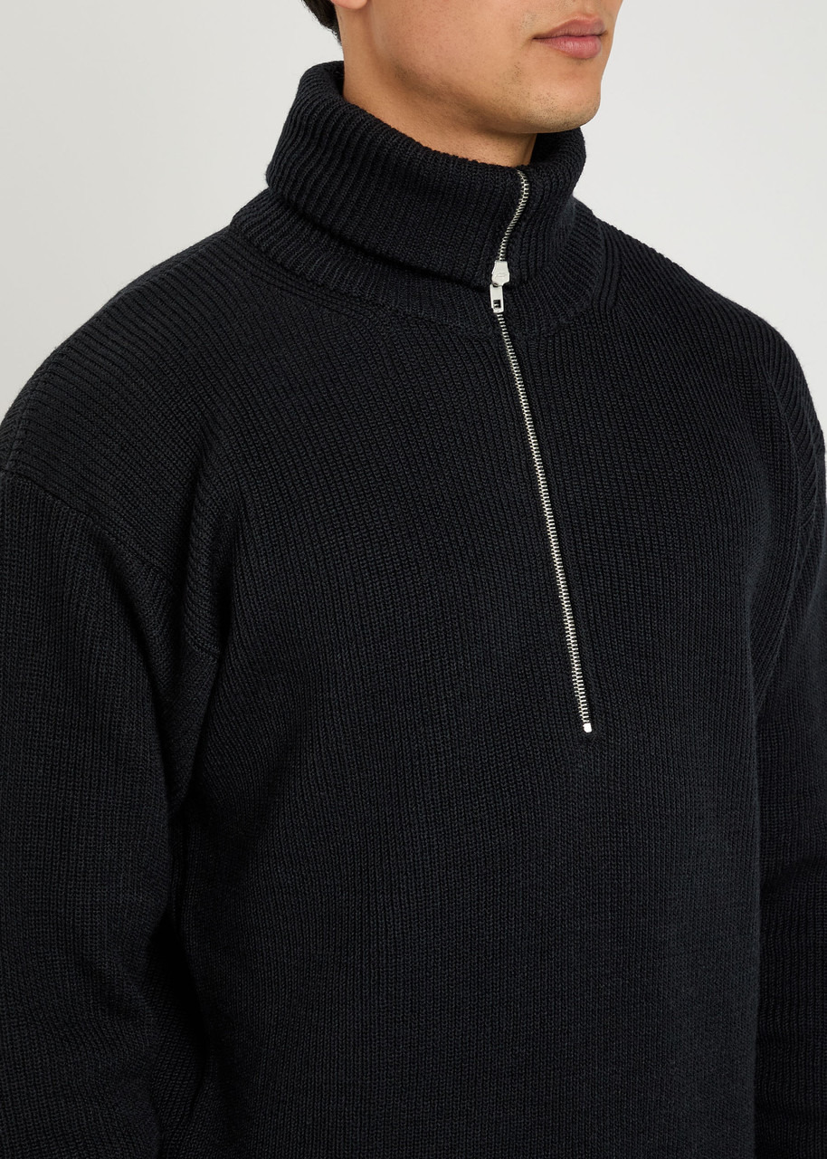 Lemaire Half Zip Ribbed Wool Jumper - 5