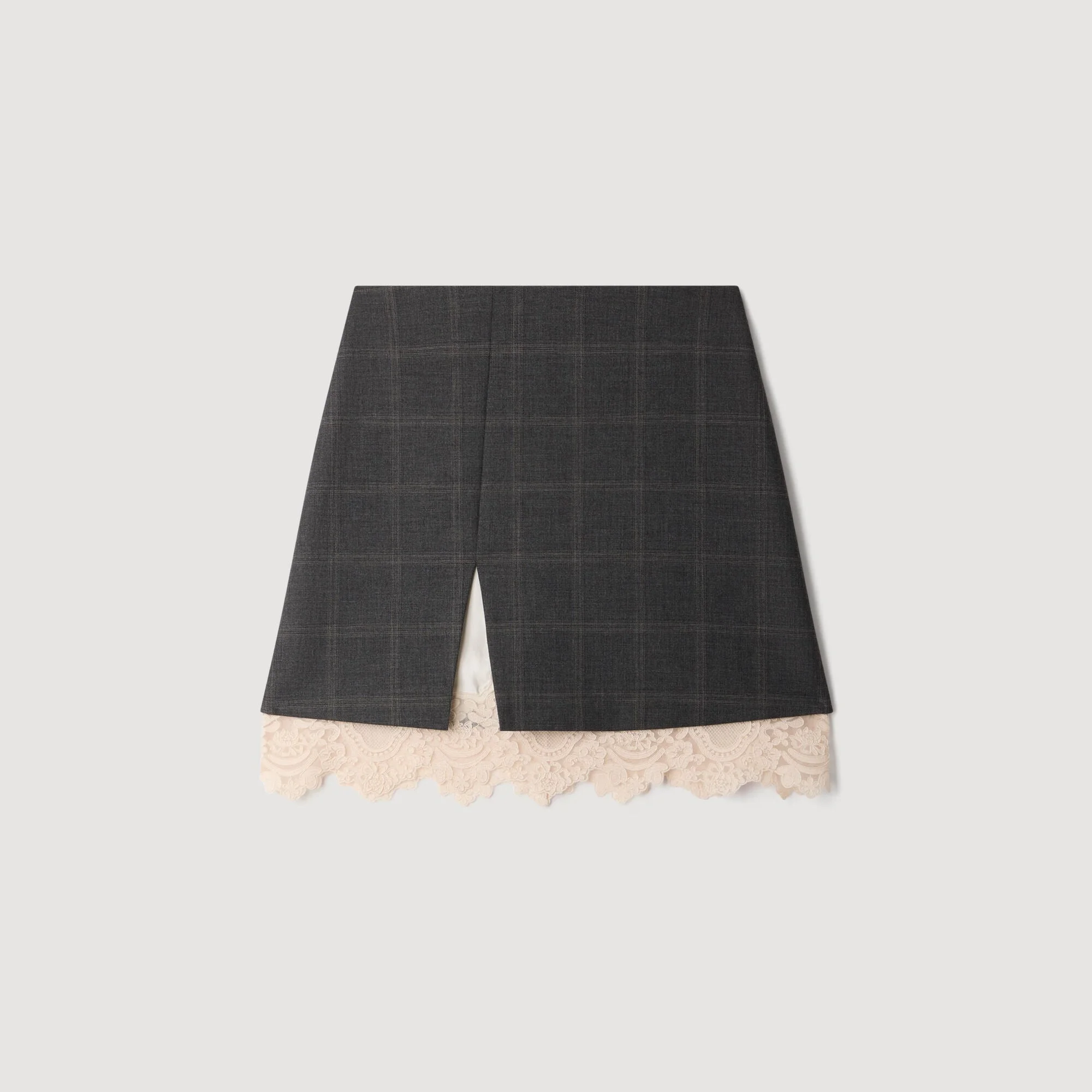 SHORT SKIRT WITH LACE PANEL - 1