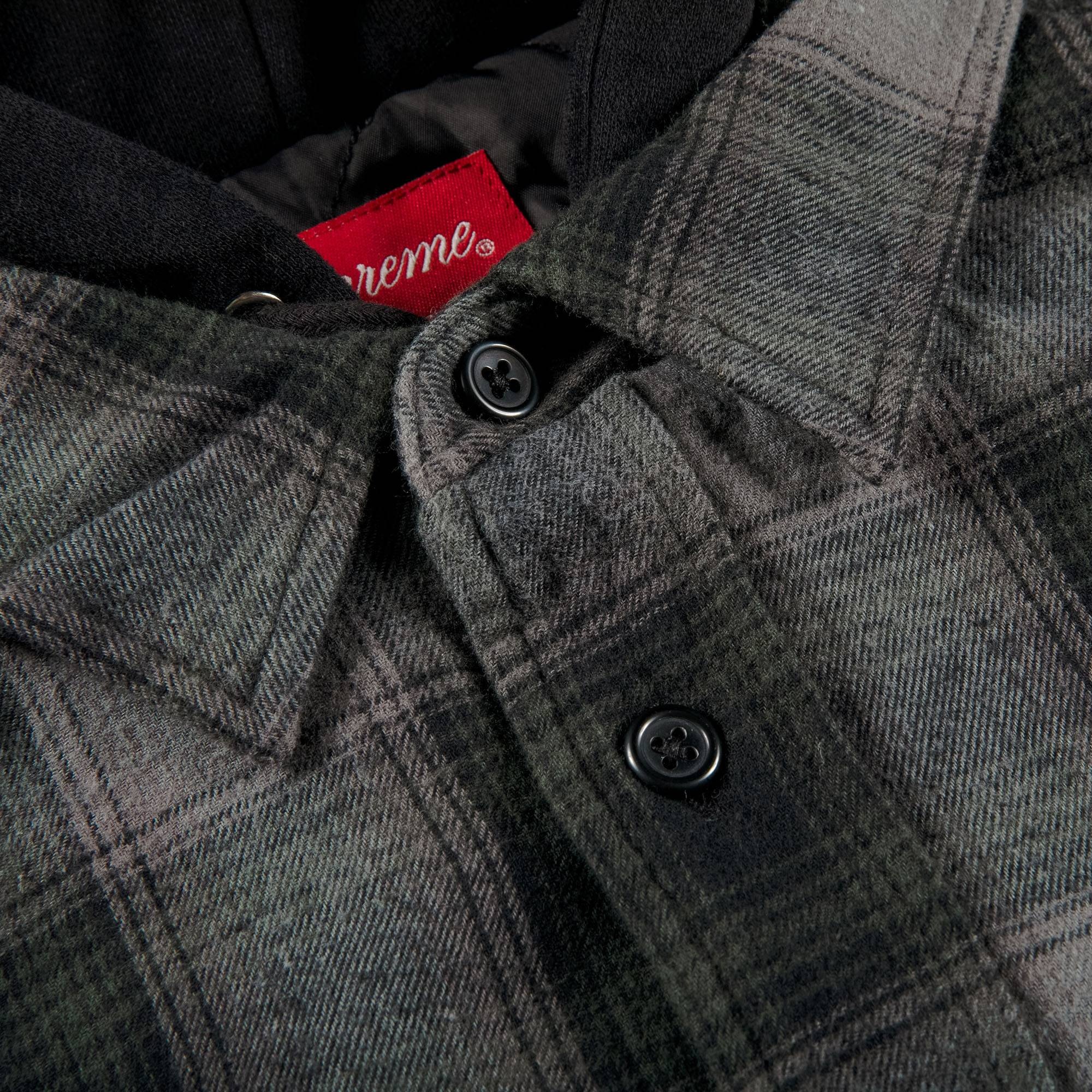 Supreme Hooded Flannel Zip Up Shirt 'Black' - 3