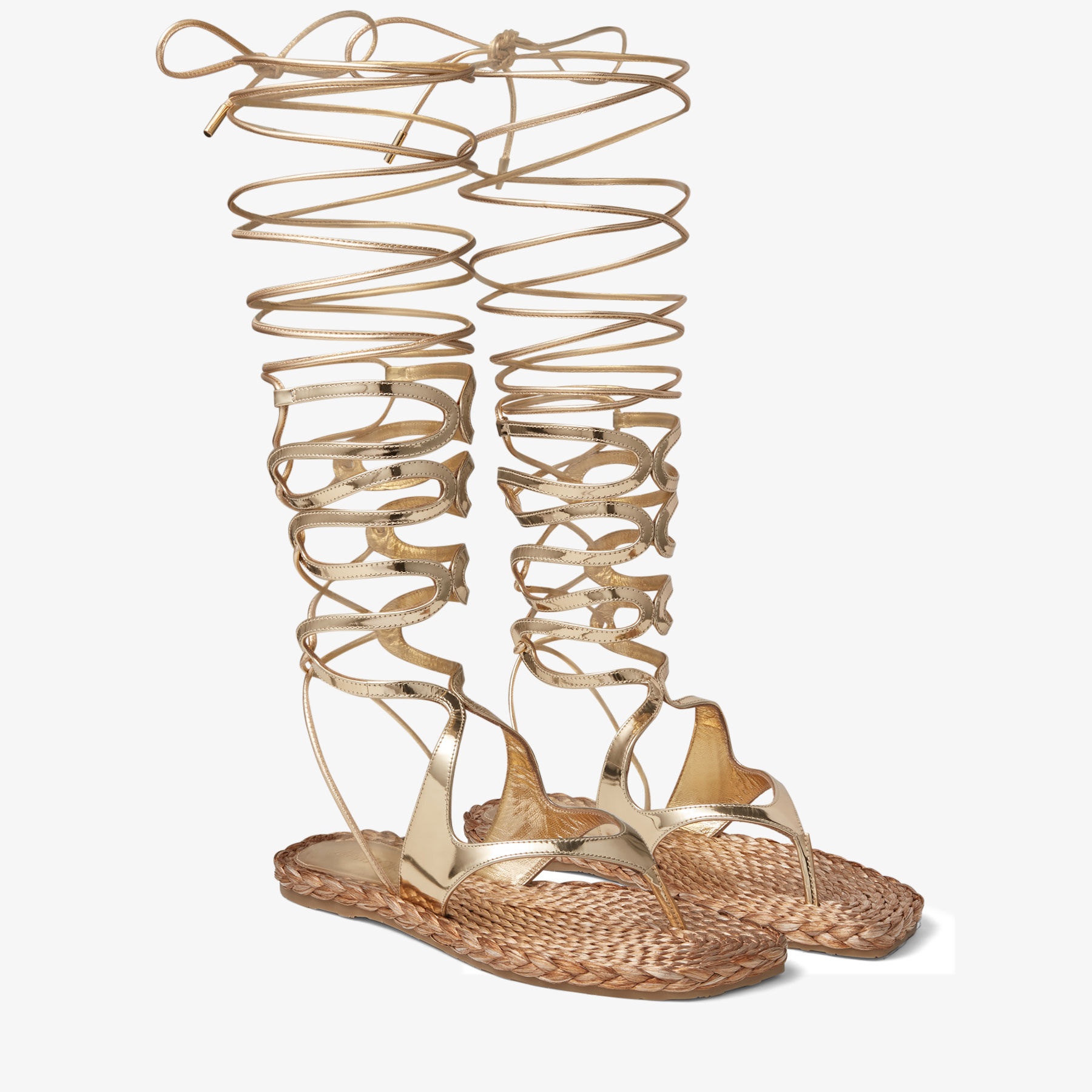 Agave Flat
Gold Liquid Metal Leather Flat Gladiator Sandals - 3