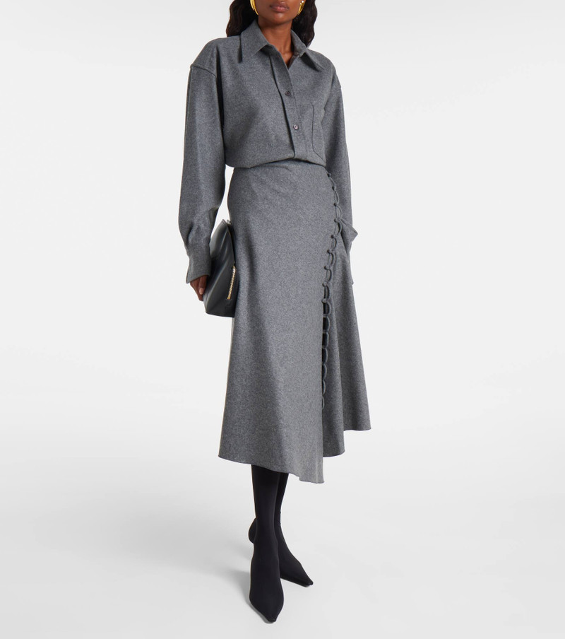 Victoria Beckham Asymmetric wool and cashmere midi skirt outlook