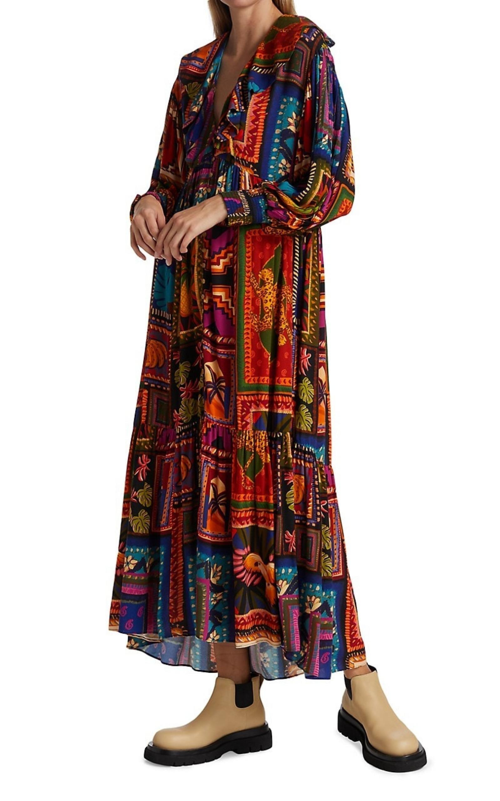 Patchwork Tapestry Ankle Maxi Dress - 2