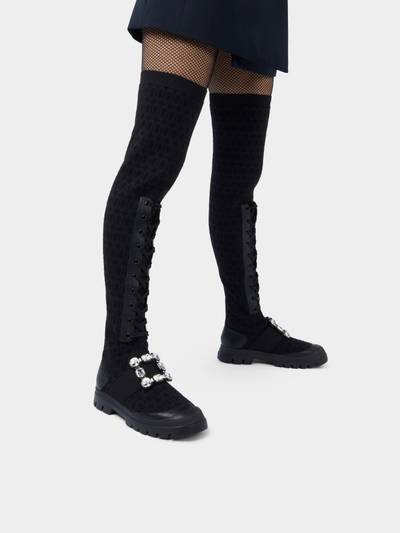Roger Vivier Walky Viv' Strass Buckle Socks Boots in Fabric and Leather outlook