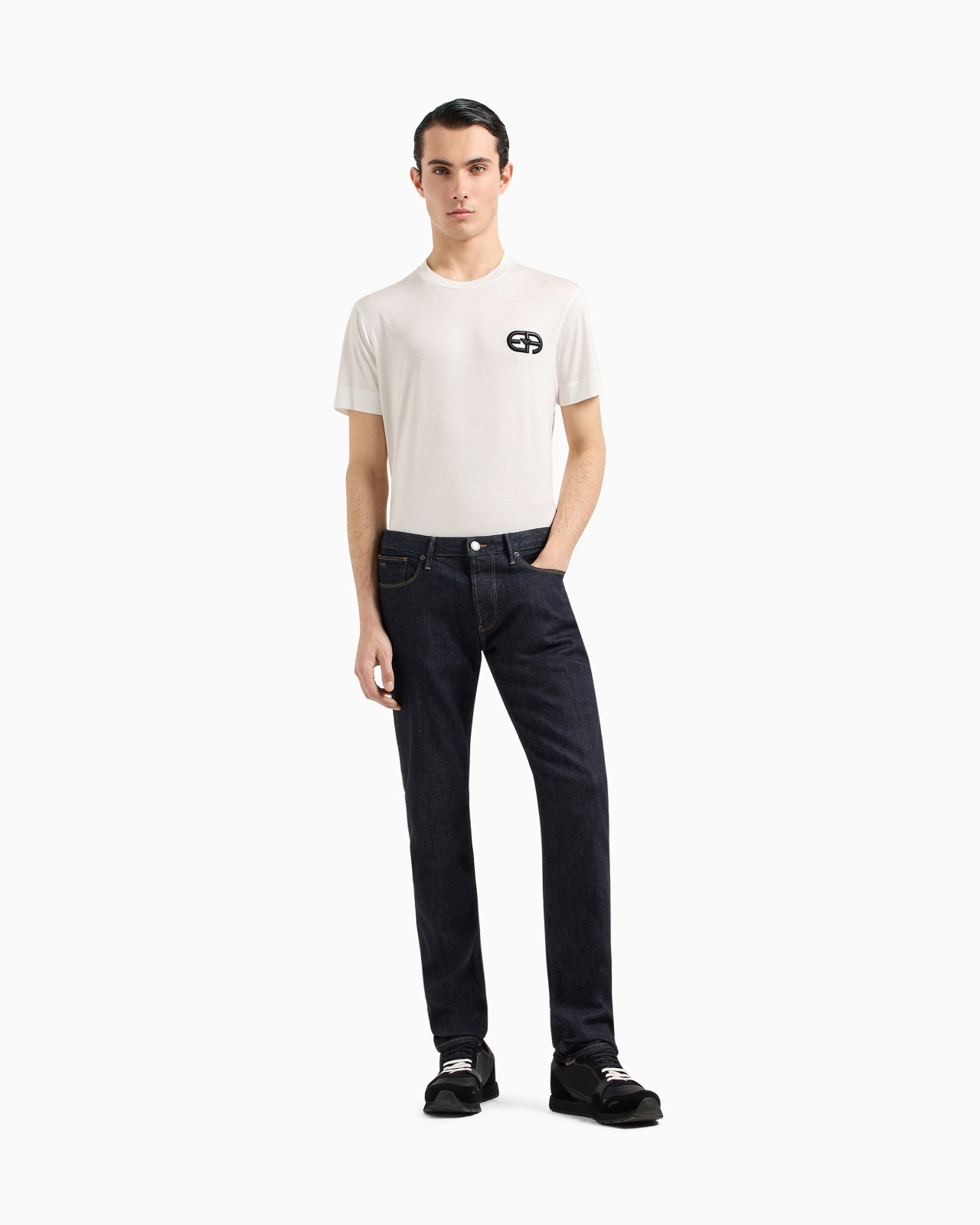 Lyocell-blend jersey T-shirt with ASV EA logo raised embroidery - 2