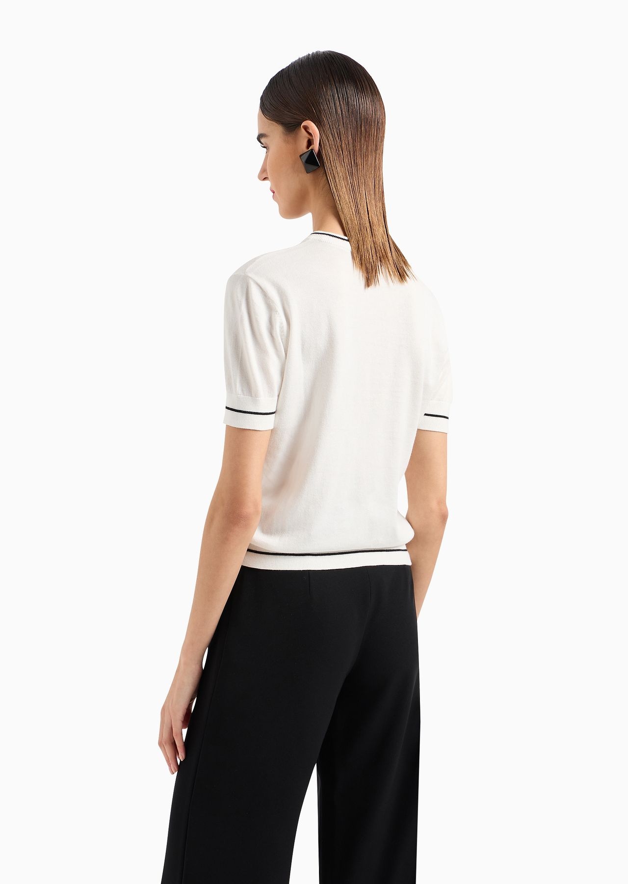 Short-sleeved jumper with all-over micro-eagle embroidery - 3