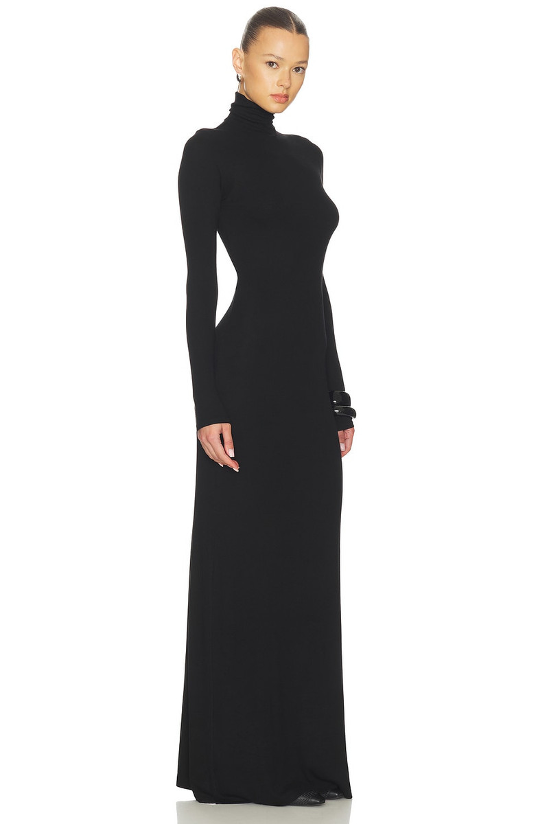 Silk Rib Fluid Turtleneck Dress 2