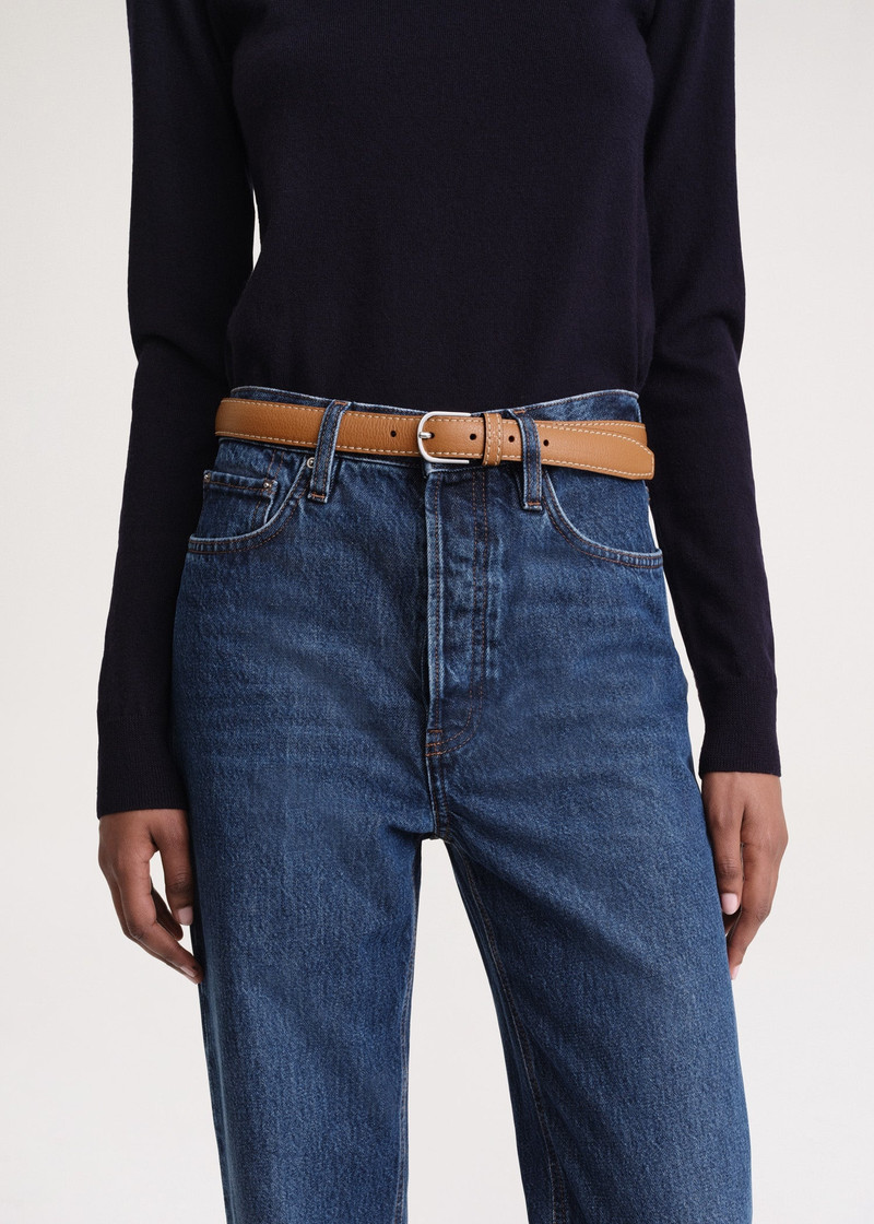 Totême Slim trouser leather belt tan grain outlook