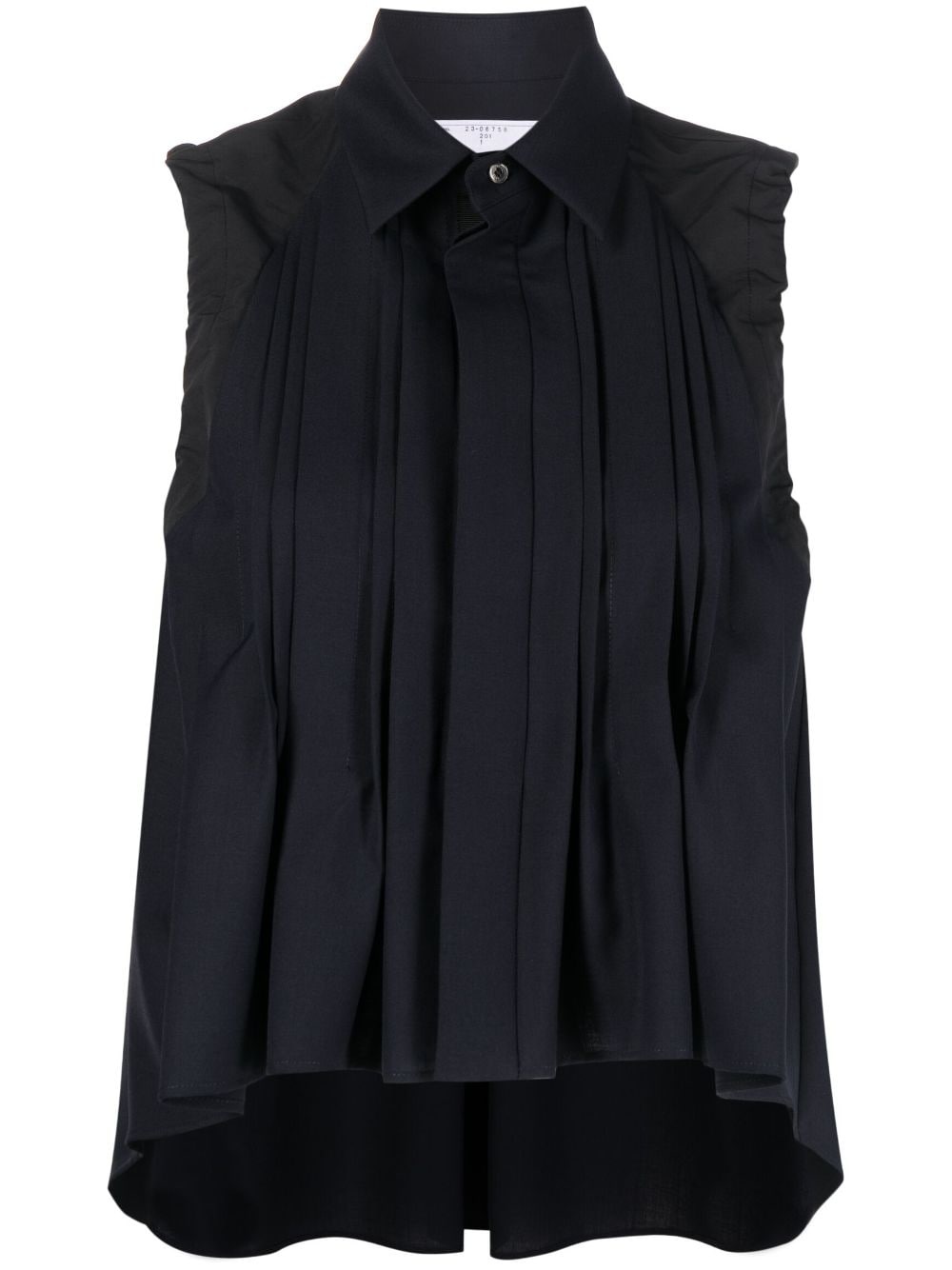 pleat-detail sleeveless shirt - 1