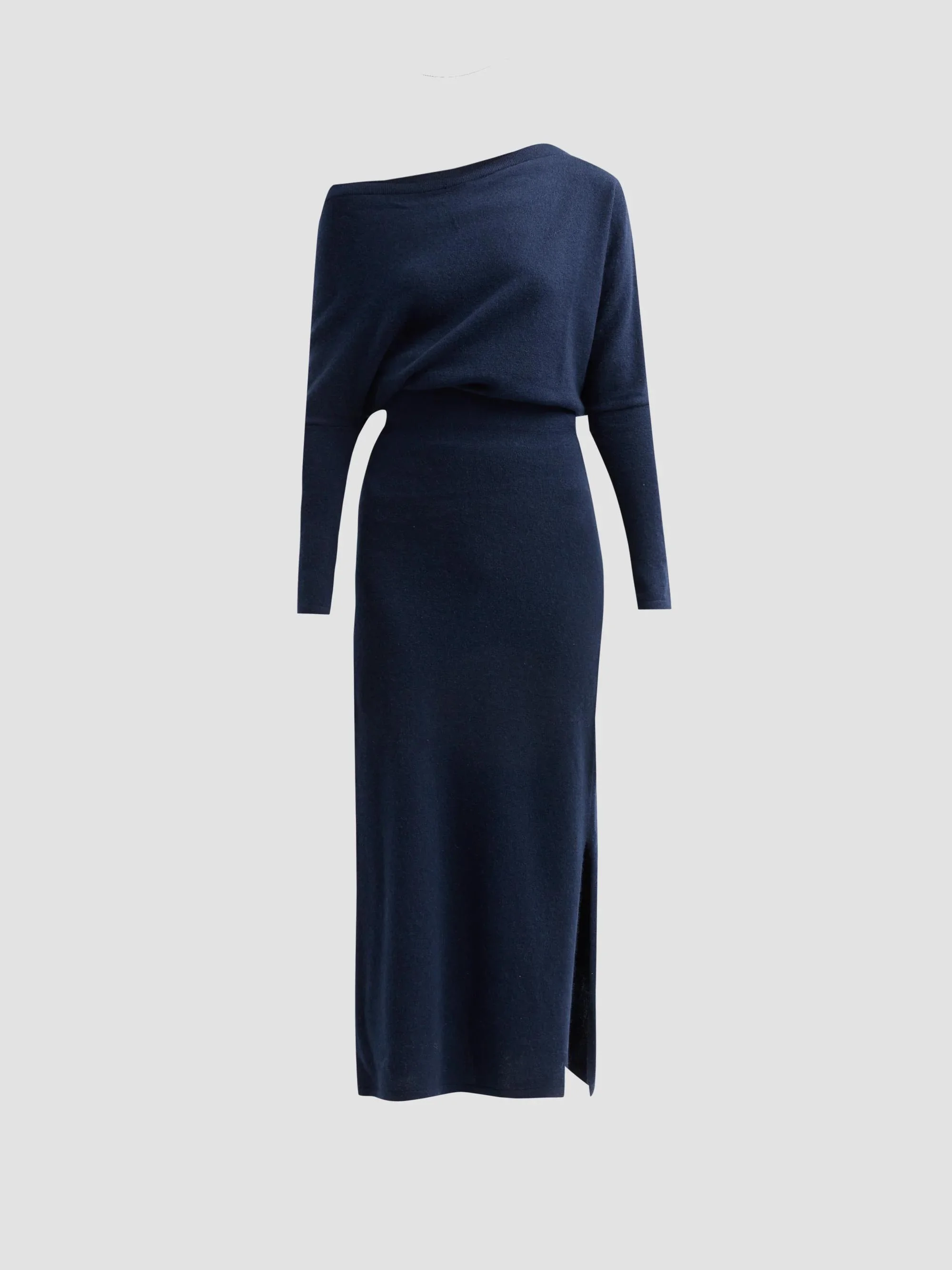 Women's Kasos One-Shoulder Drape Midi-Dress - Navy - 1