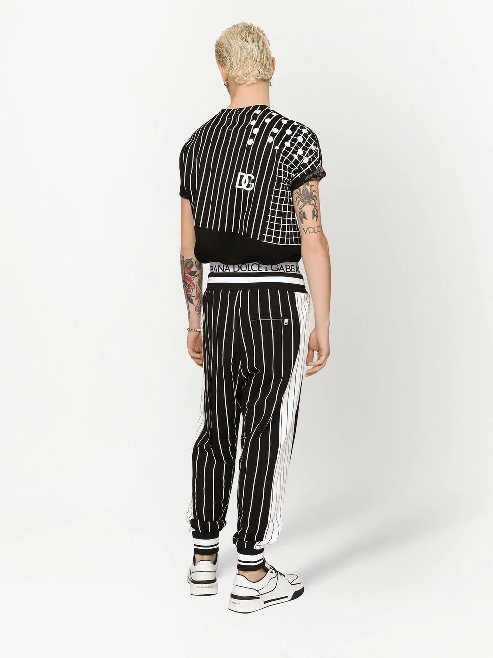 DG patch striped jersey track pants - 4