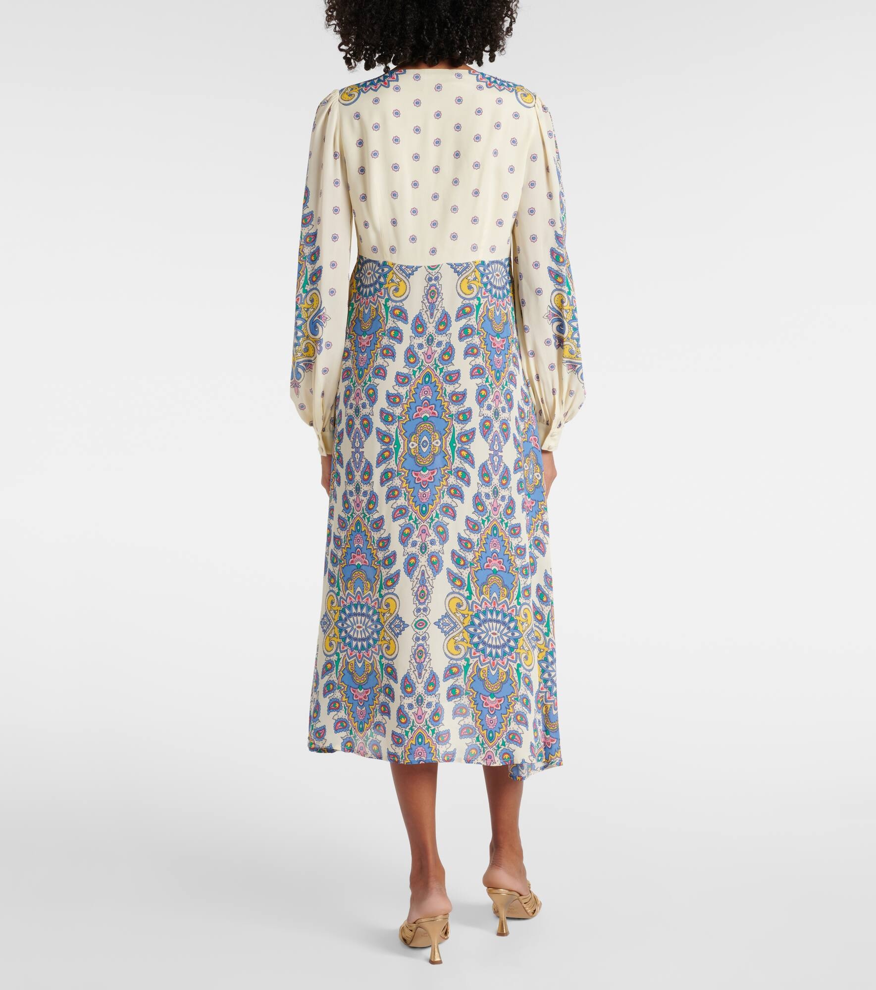 Paisley crêpe de chine midi dress - 3