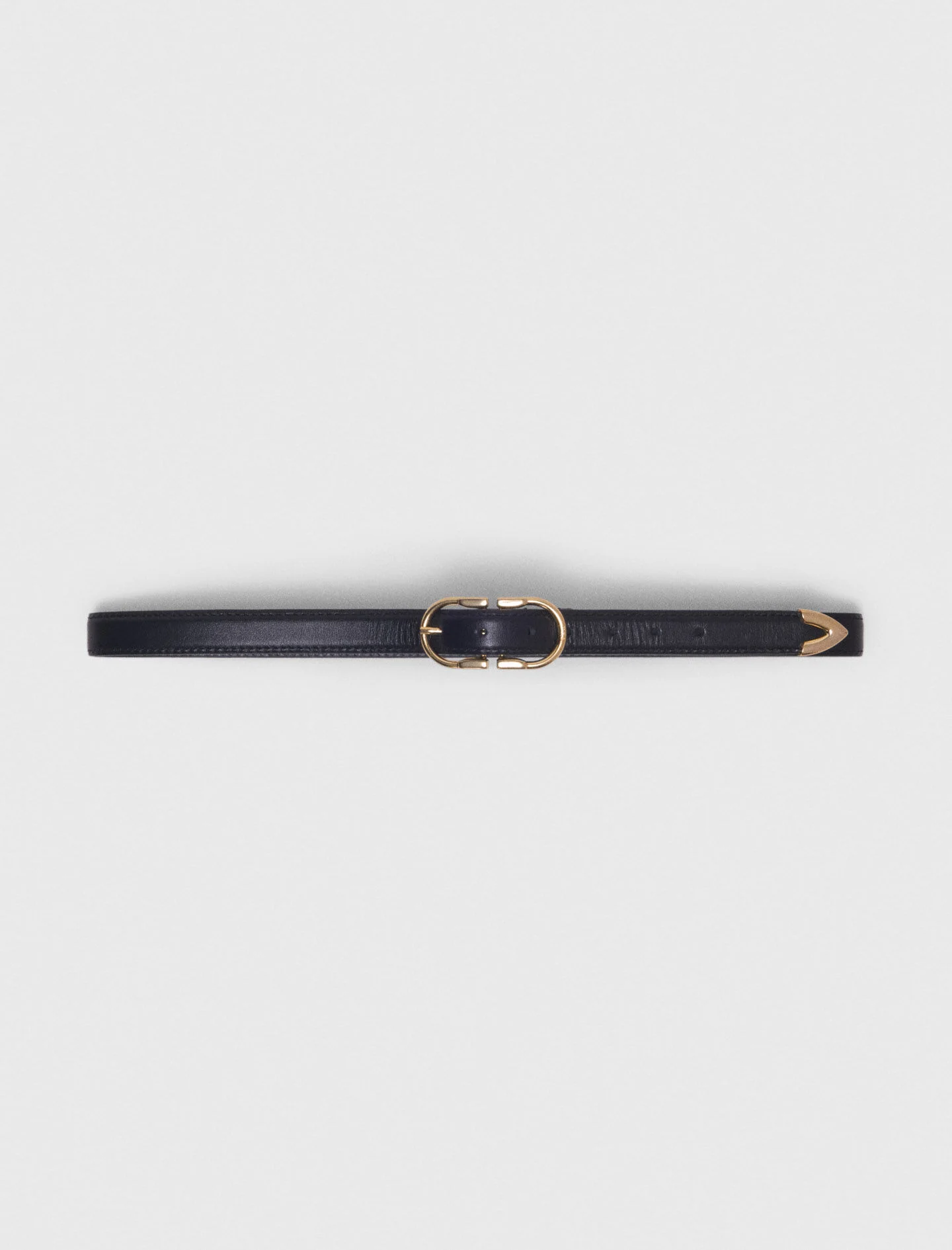 Double-buckle leather belt - 1