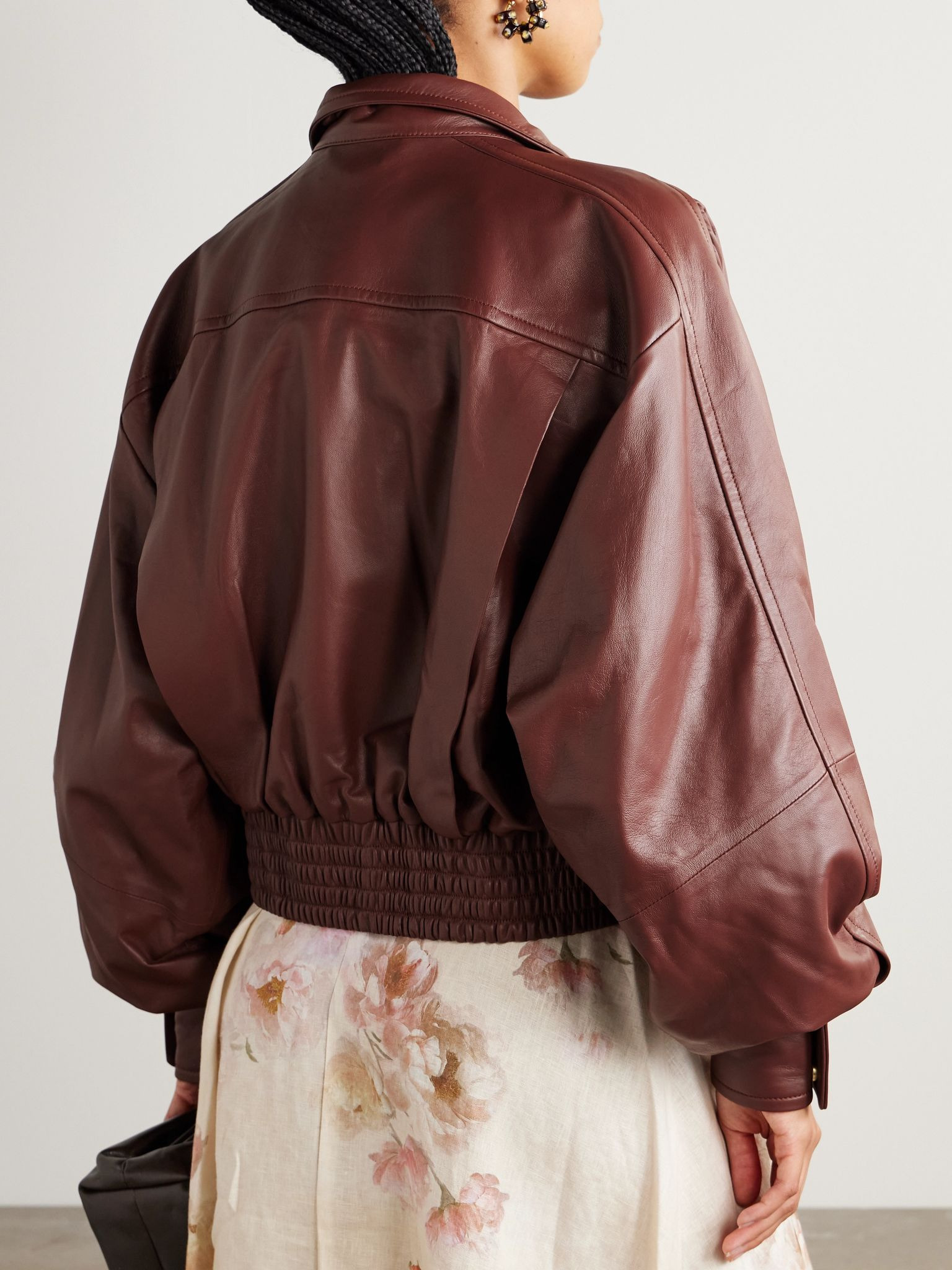 Hypnotic leather biker jacket Brown - 4