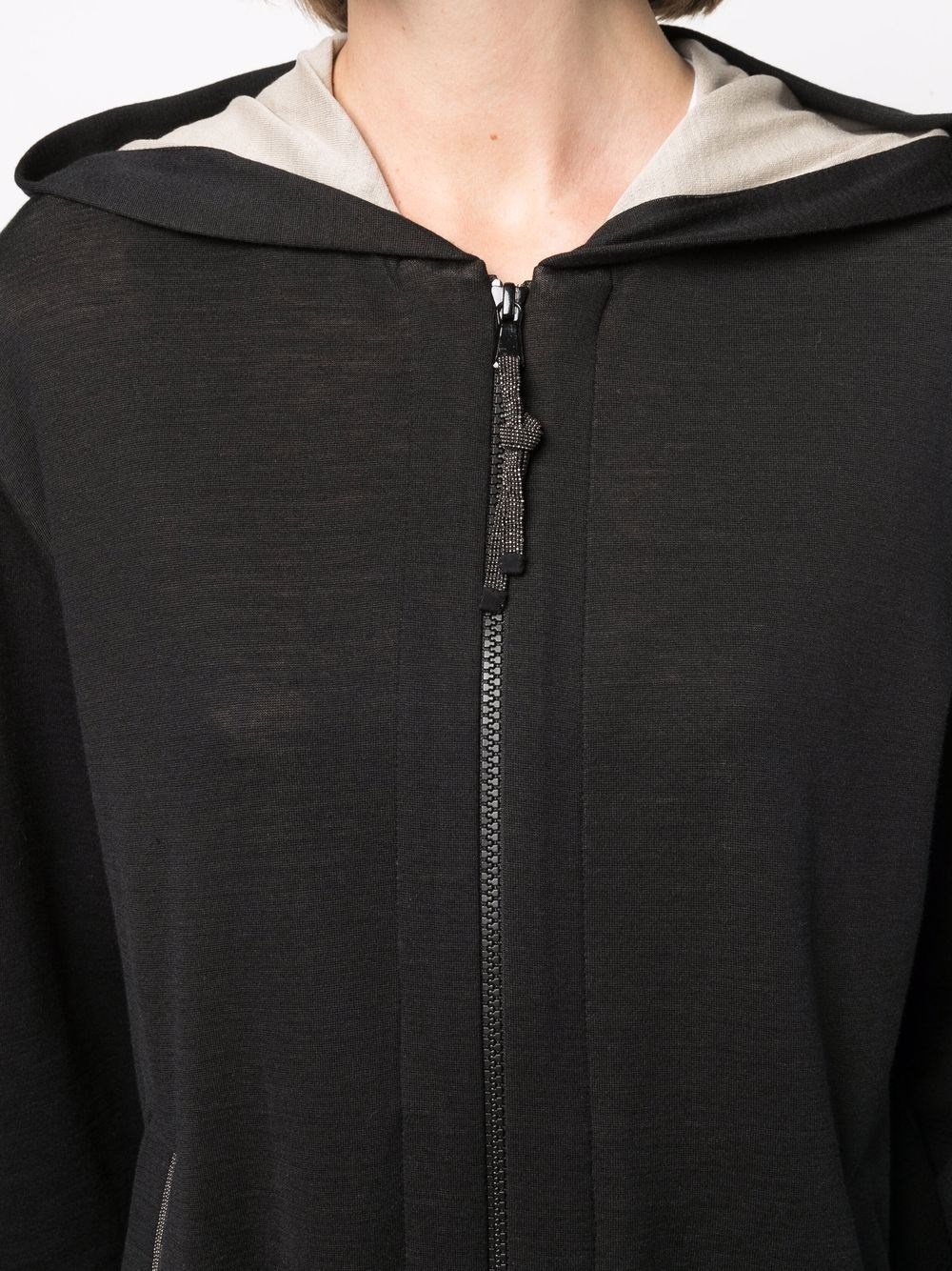 Hooded Sweatshirt With `Precious` Zipper Pull - 5