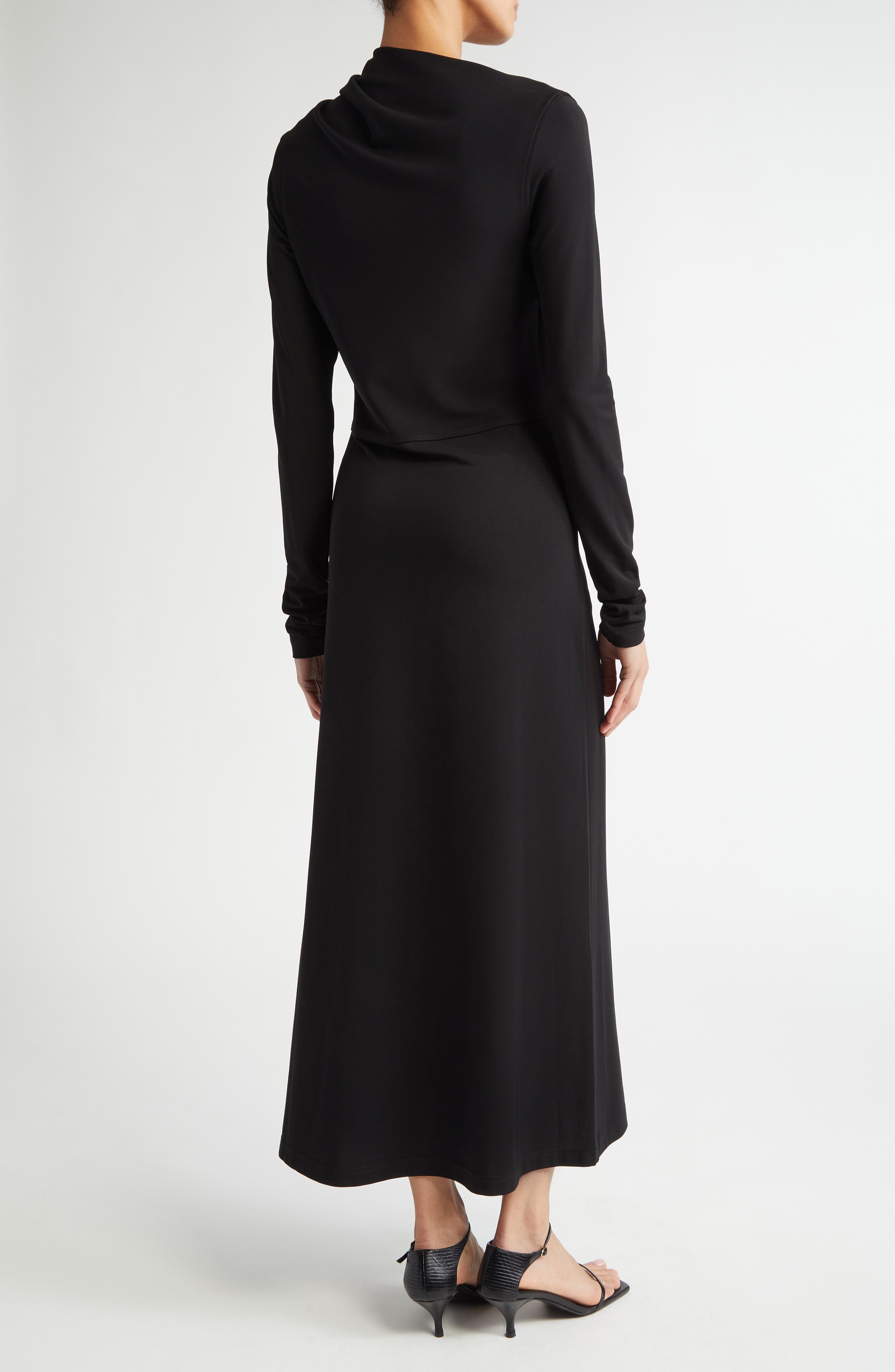 TOTEME Draped Long Sleeve Jersey Dress in Black at Nordstrom - 2