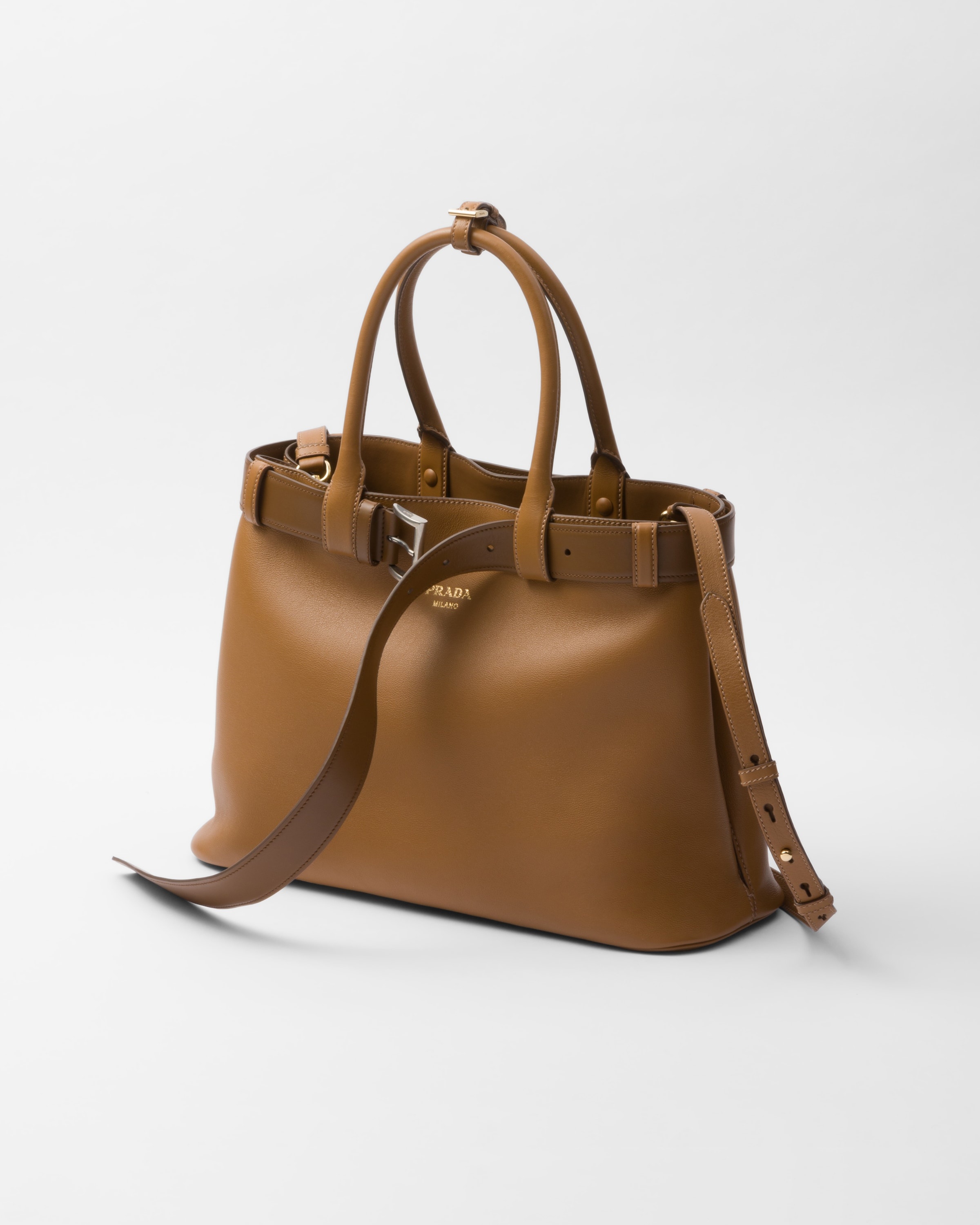 Prada Buckle large leather handbag with belt - 3