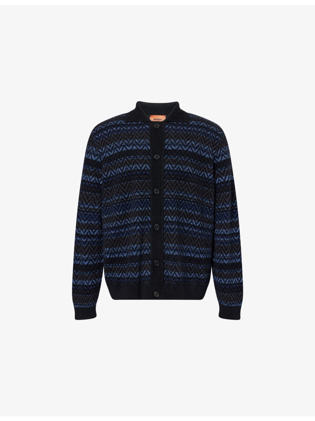 Chevron Relaxed-Fit Knitted Cardigan - 1