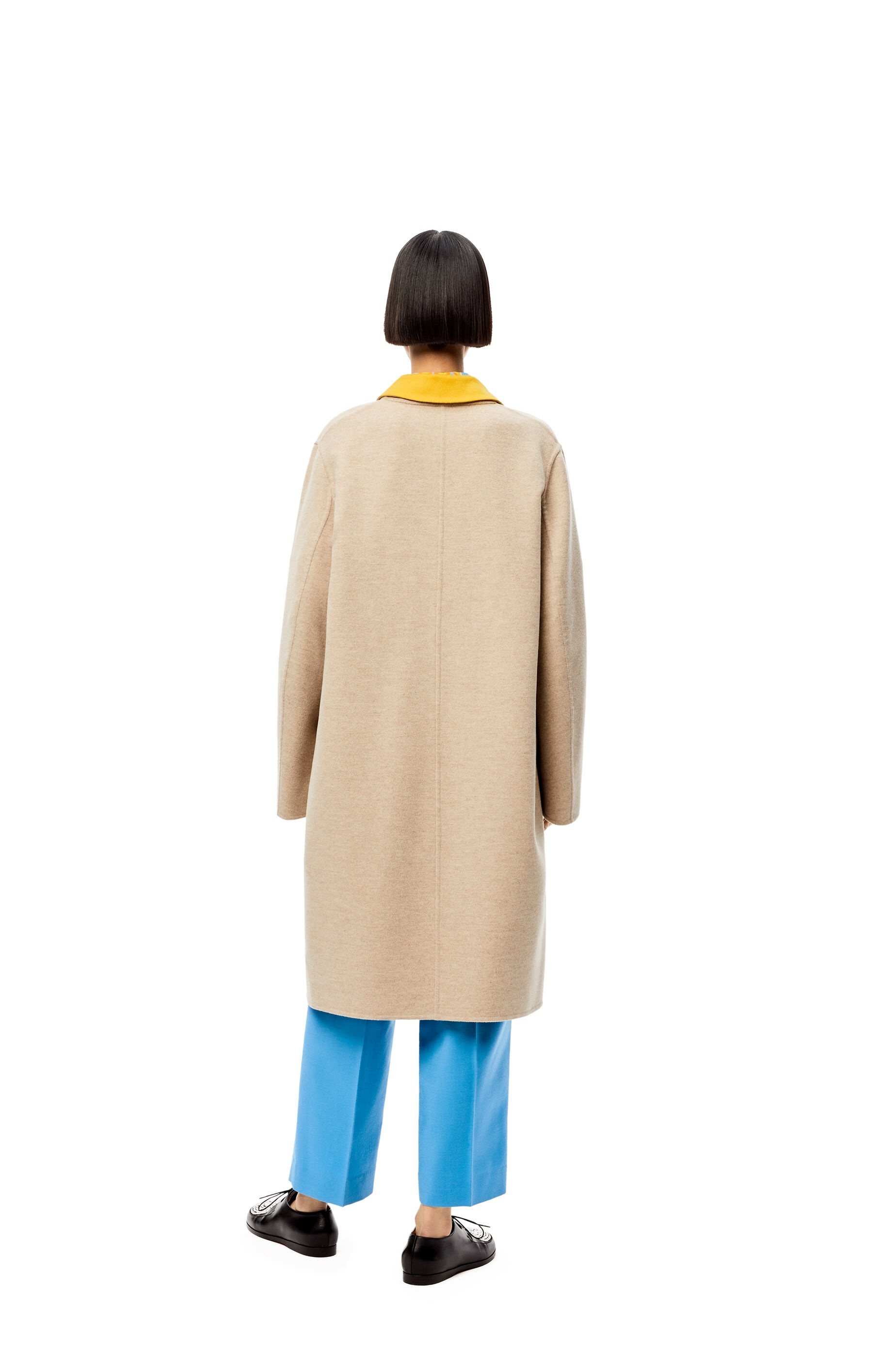 Anagram bi-colour coat in wool and cashmere - 4