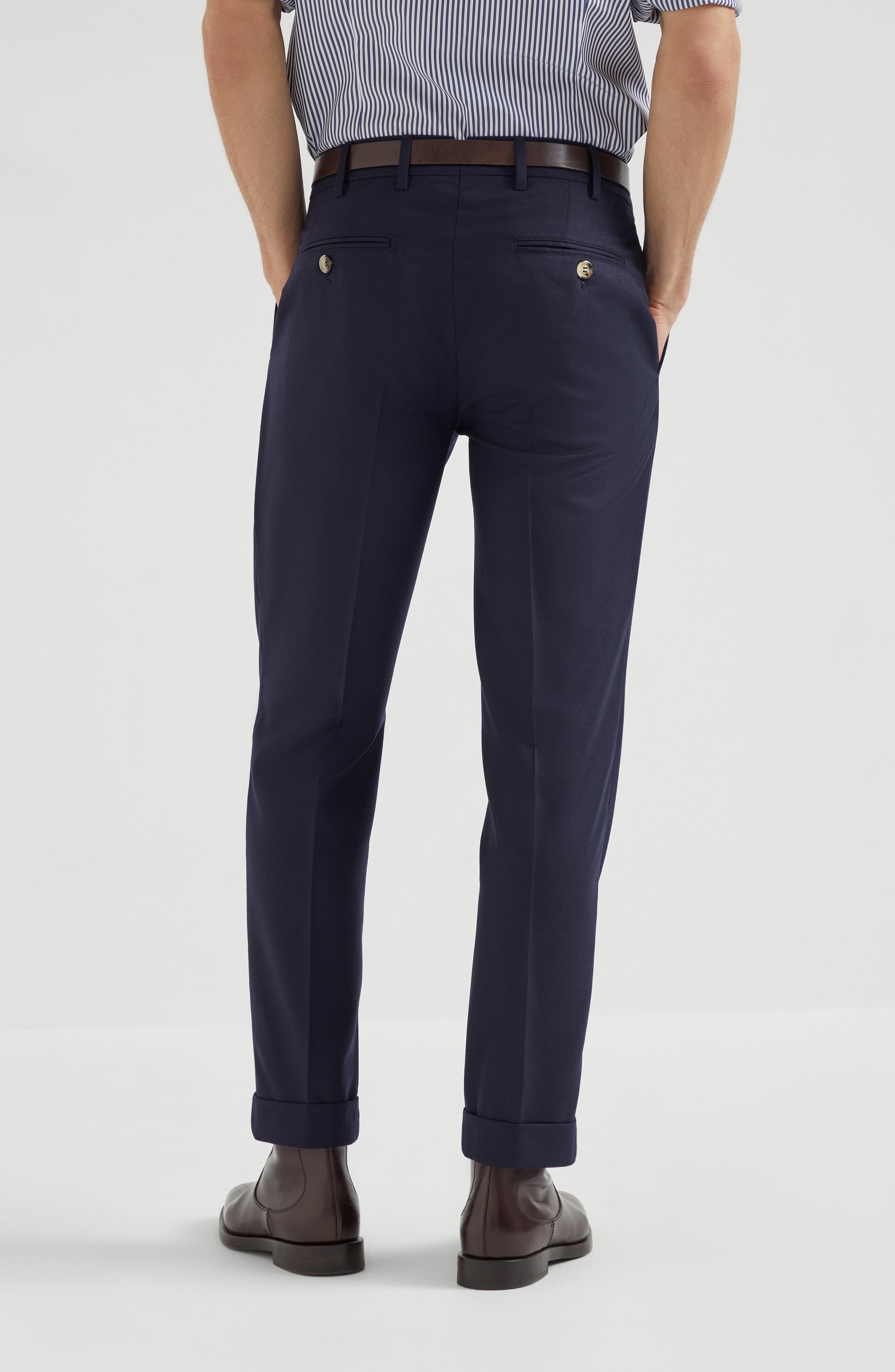 Brunello Cucinelli Italian fit trousers in Avio Blue at Nordstrom - 3