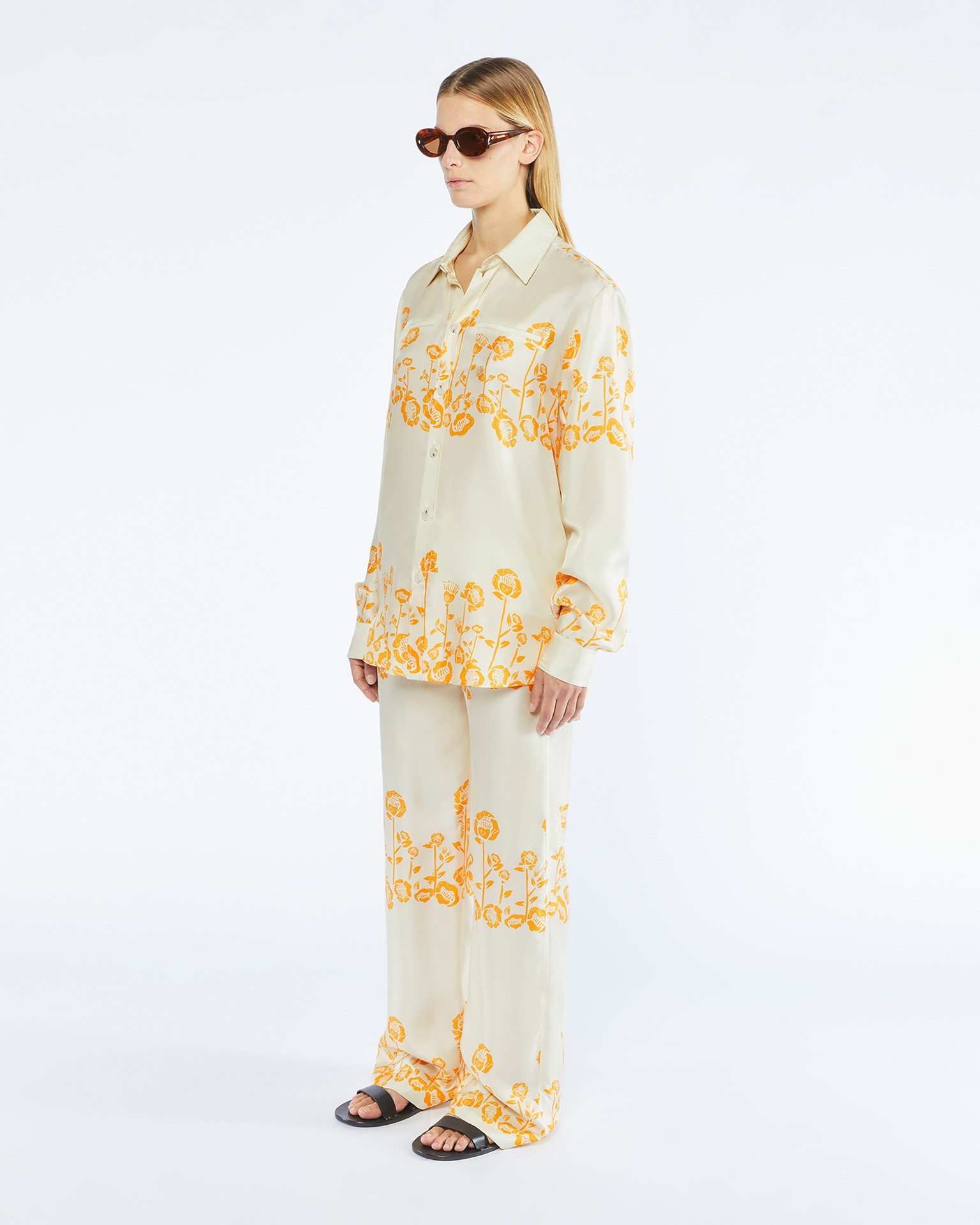 SABRIN - Printed twill silk shirt - Blockwood floral - 2