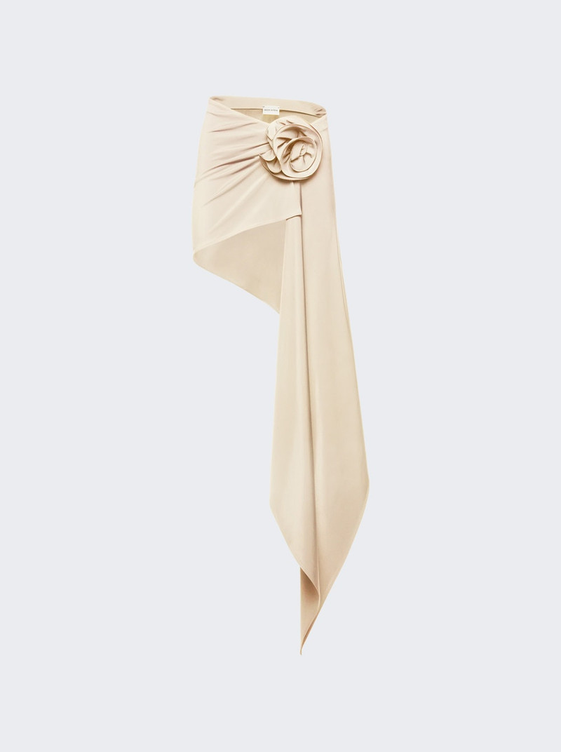 Asymmetrical Draped Swim Skirt Cream 1