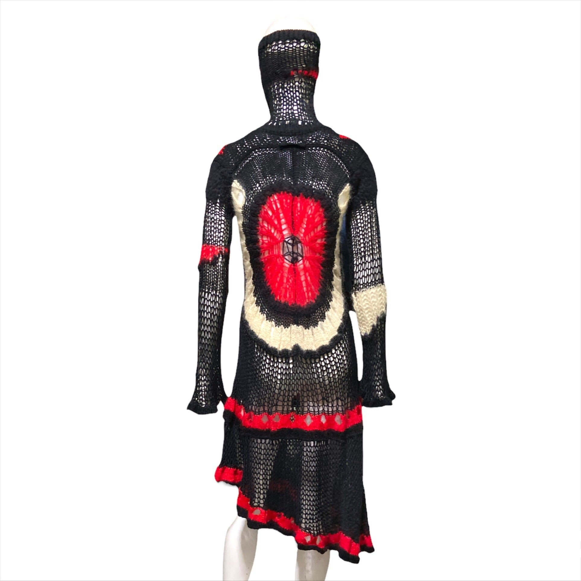 Jean Paul Gaultier Fall 2007 Mohair Spider Webbed Open Knit Sweater Dress - 6
