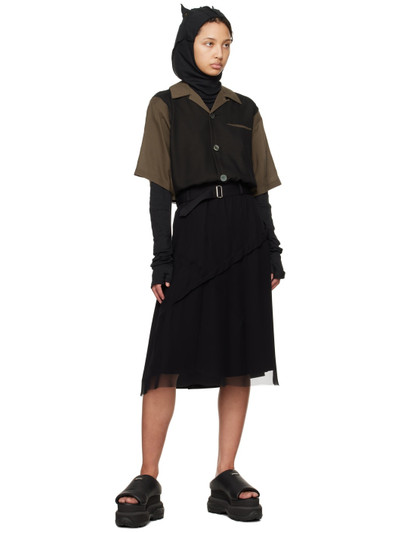 UNDERCOVER Black Layered Midi Skirt outlook