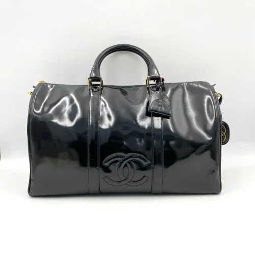 Chanel No. 4 Black Patent Big CC Boston Bag - 1