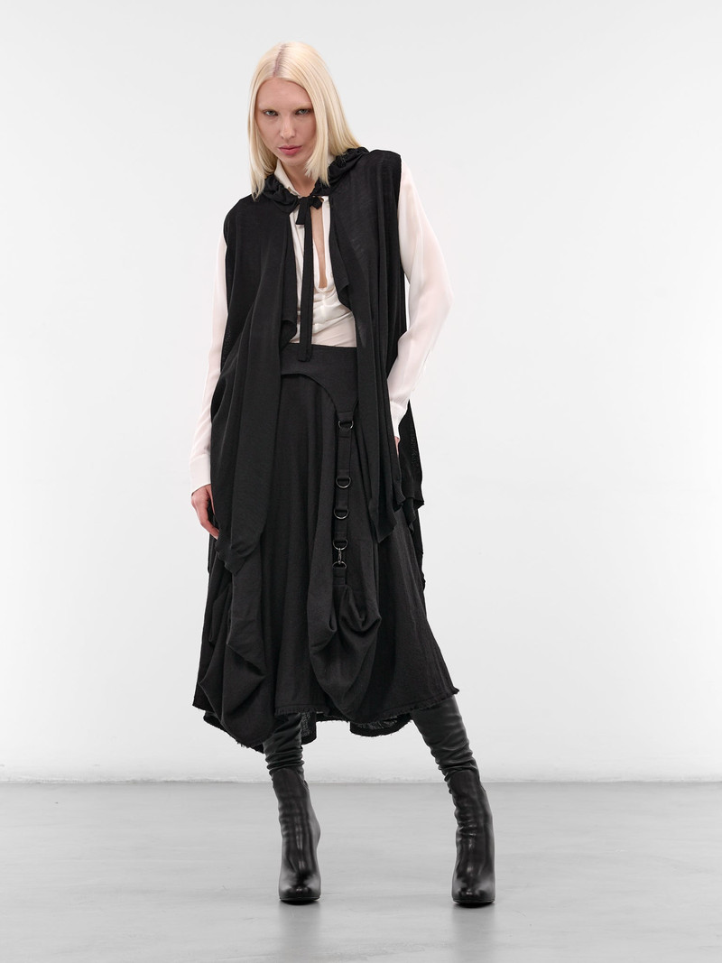 Yohji Yamamoto Black Wool Knit Hooded Vest outlook