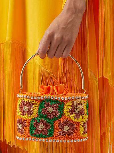 Rosantica Holli crystal-embellished crochet handbag outlook