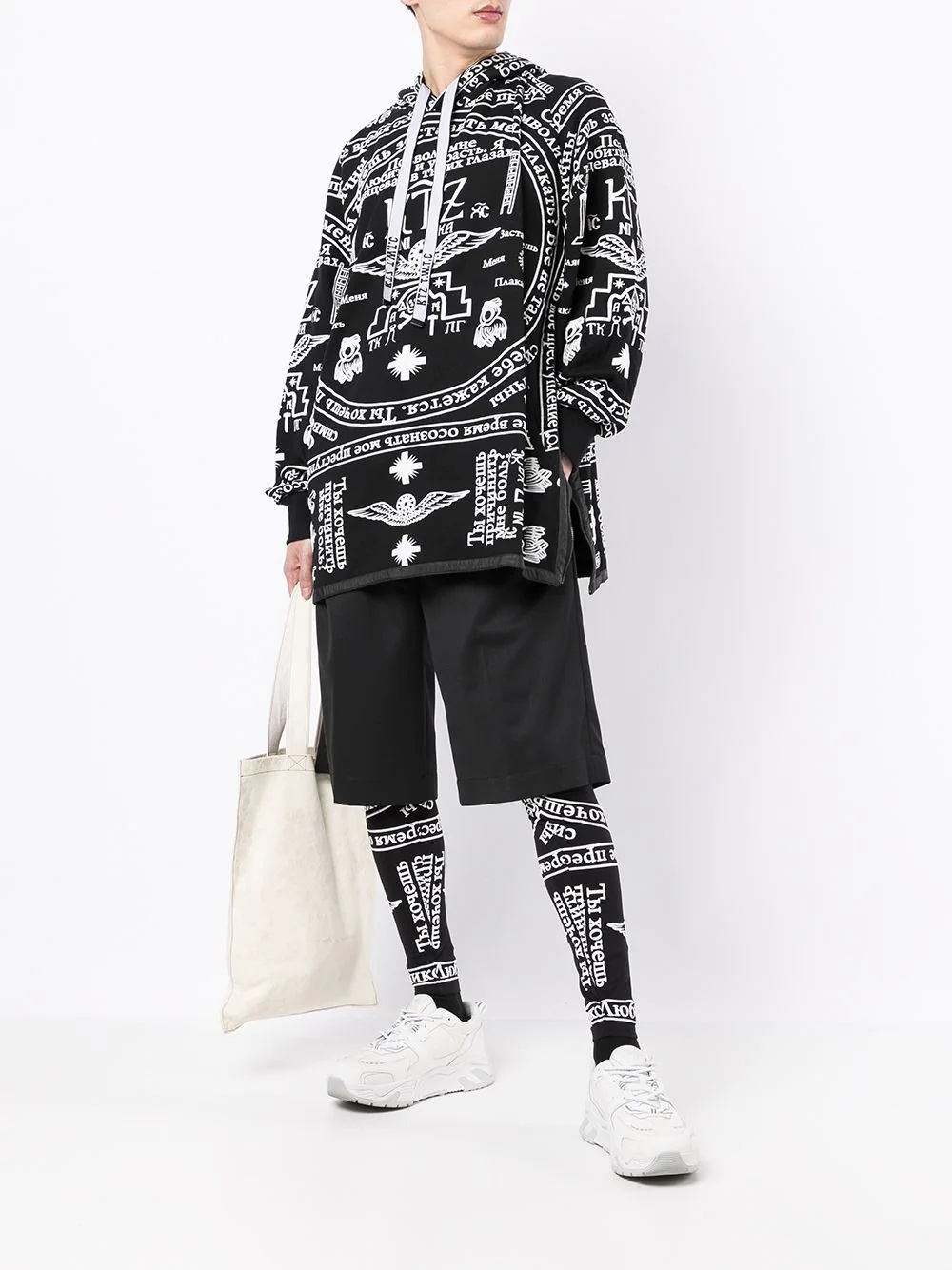 church print side zip hoodie - 3