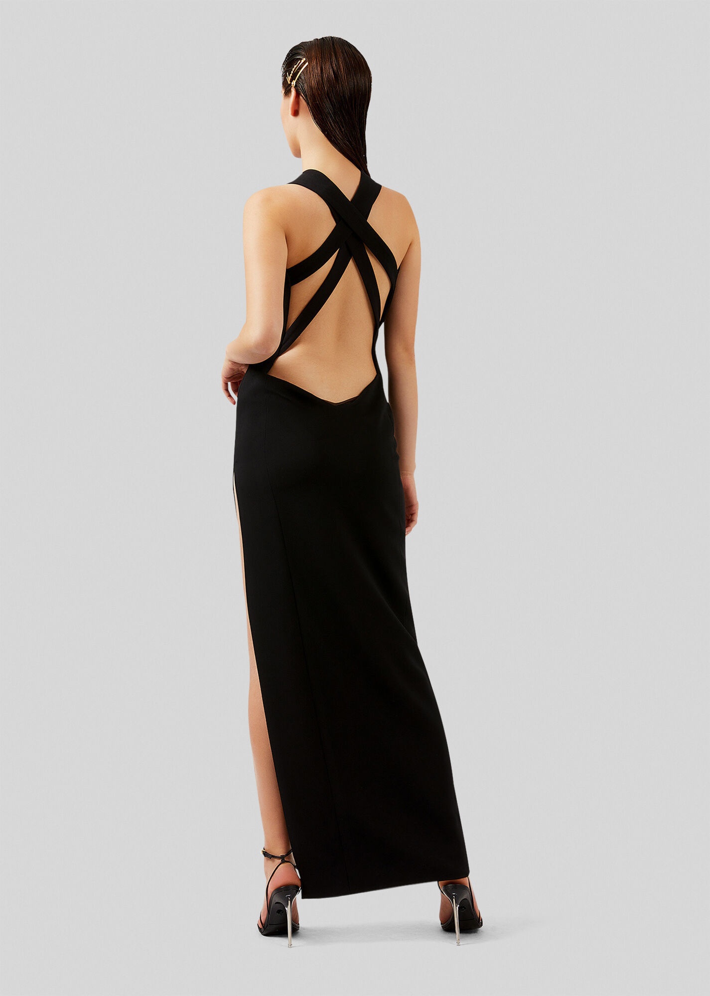 Graphic Neckline Evening Dress - 3