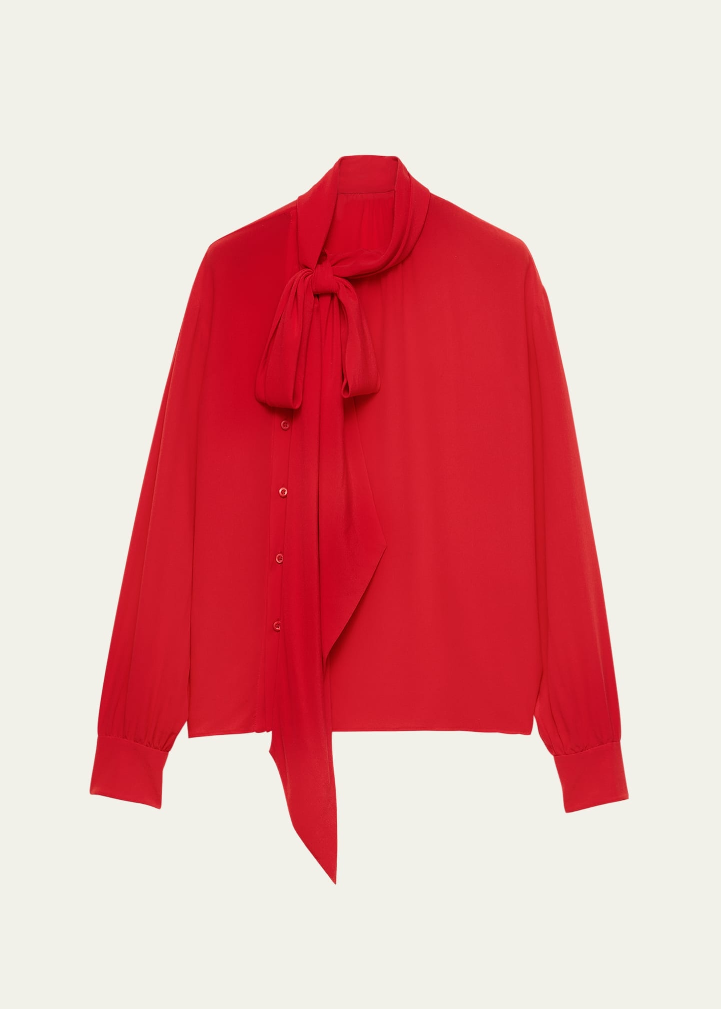 Marocaine Offset Button Silk Top with Scarf - 1