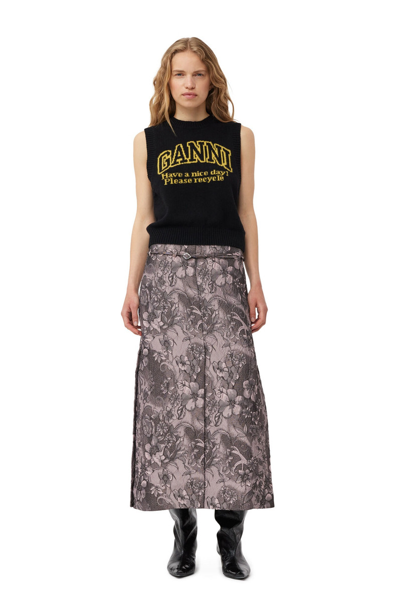 GANNI RIPPLED JACQUARD LONG SLIT SKIRT outlook